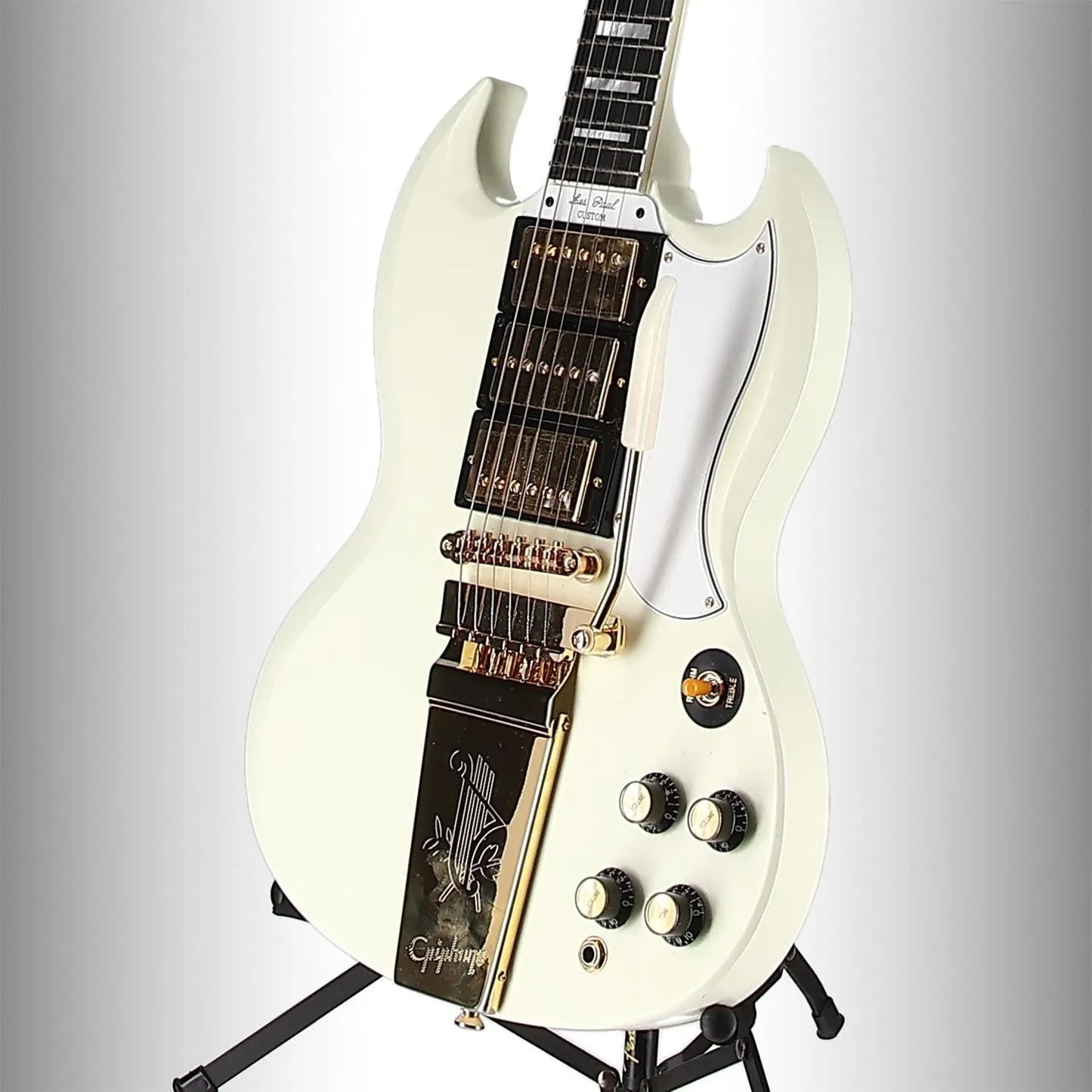 1963 Les Paul SG Custom with Maestro Vibrola Classic White Modded with Phat Cat P-90 Middle Pickup (OD10) (99100)