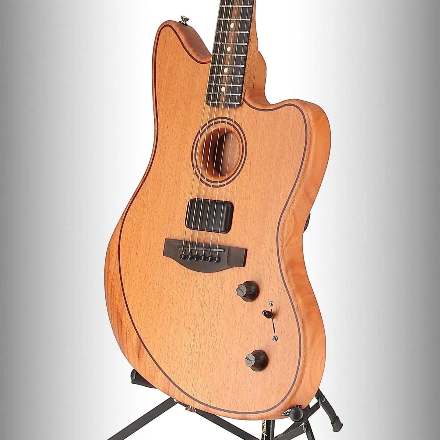 American Acoustasonic Jazzmaster All-Mahogany, Ebony Fingerboard, Natural (A10) (0364A)