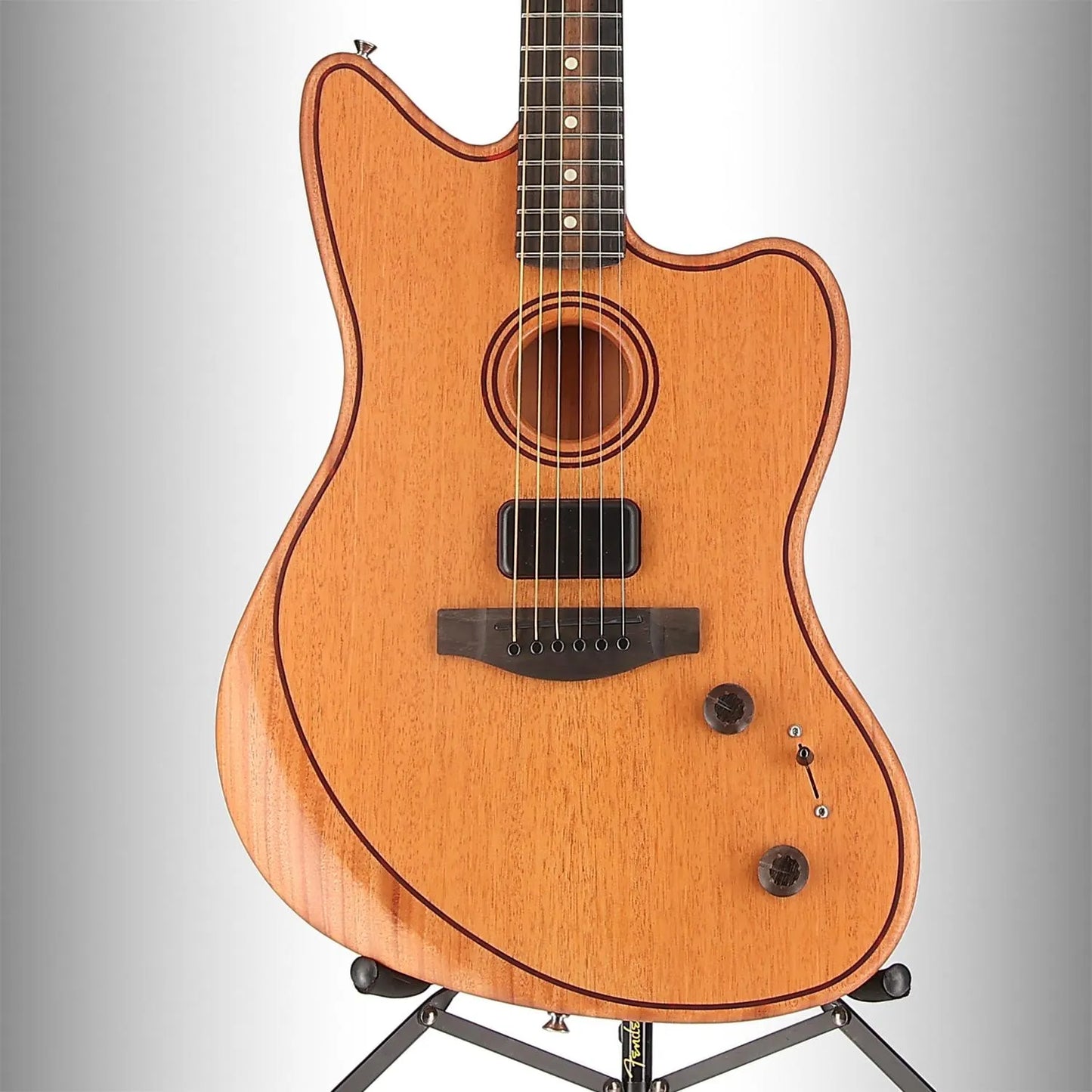 American Acoustasonic Jazzmaster All-Mahogany, Ebony Fingerboard, Natural (A10) (0364A)
