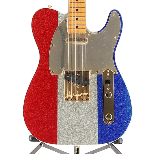 Buck Owens Telecaster, Maple Fingerboard, Red, Silver and Blue Sparkle (L8) (70098)