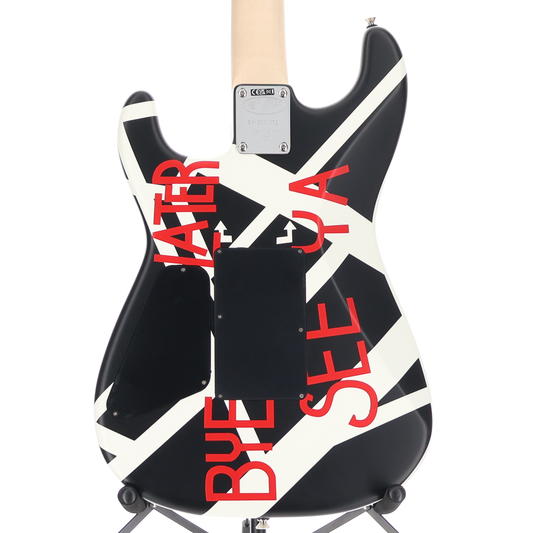 EVH EVH Striped Series Circles, Maple Fingerboard, White and Black (S10) (00876)