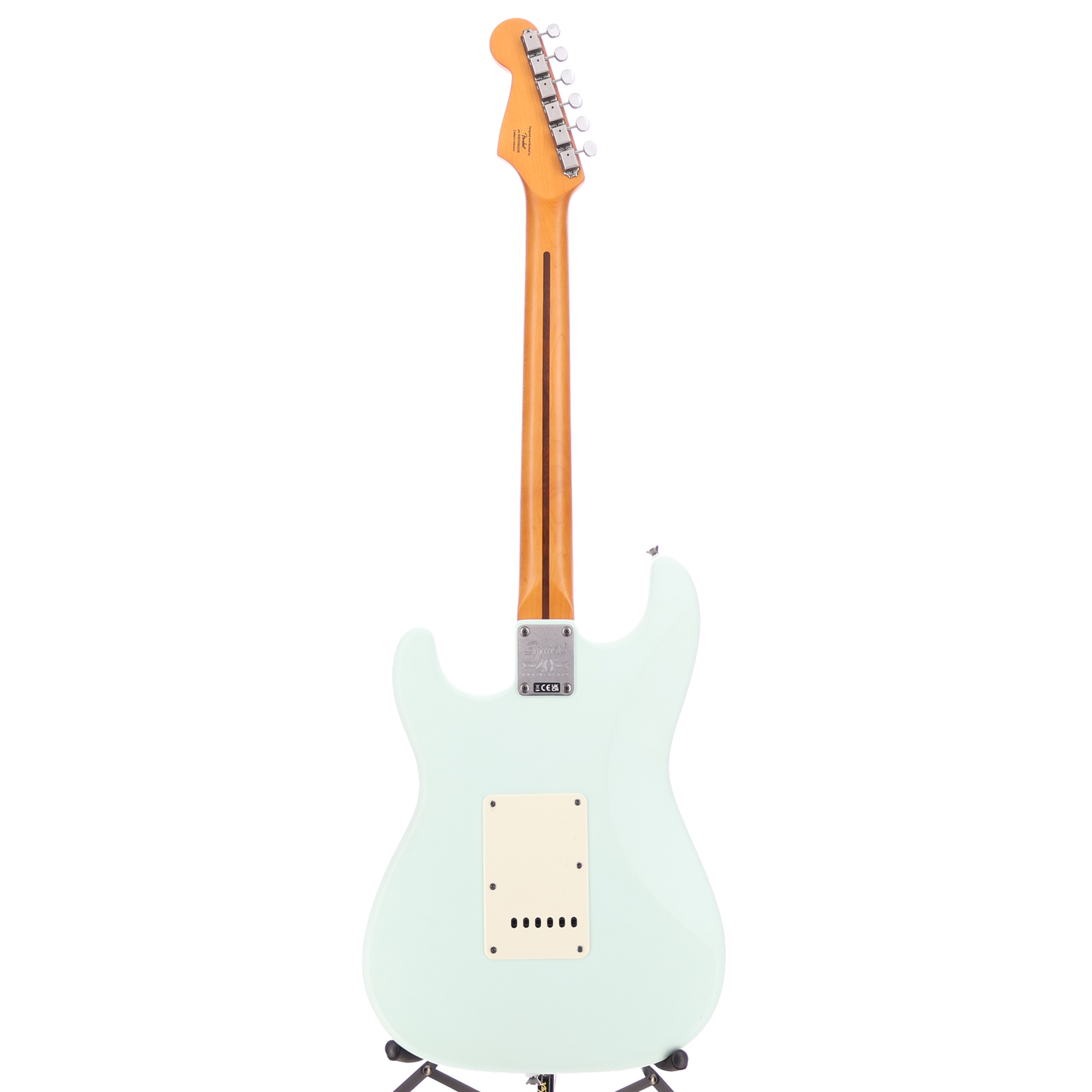 Squier 40th Anniversary Stratocaster, Vintage Edition, Maple Fingerboard, Gold Anodized Pickguard, Satin Sonic Blue (SR) (06328)
