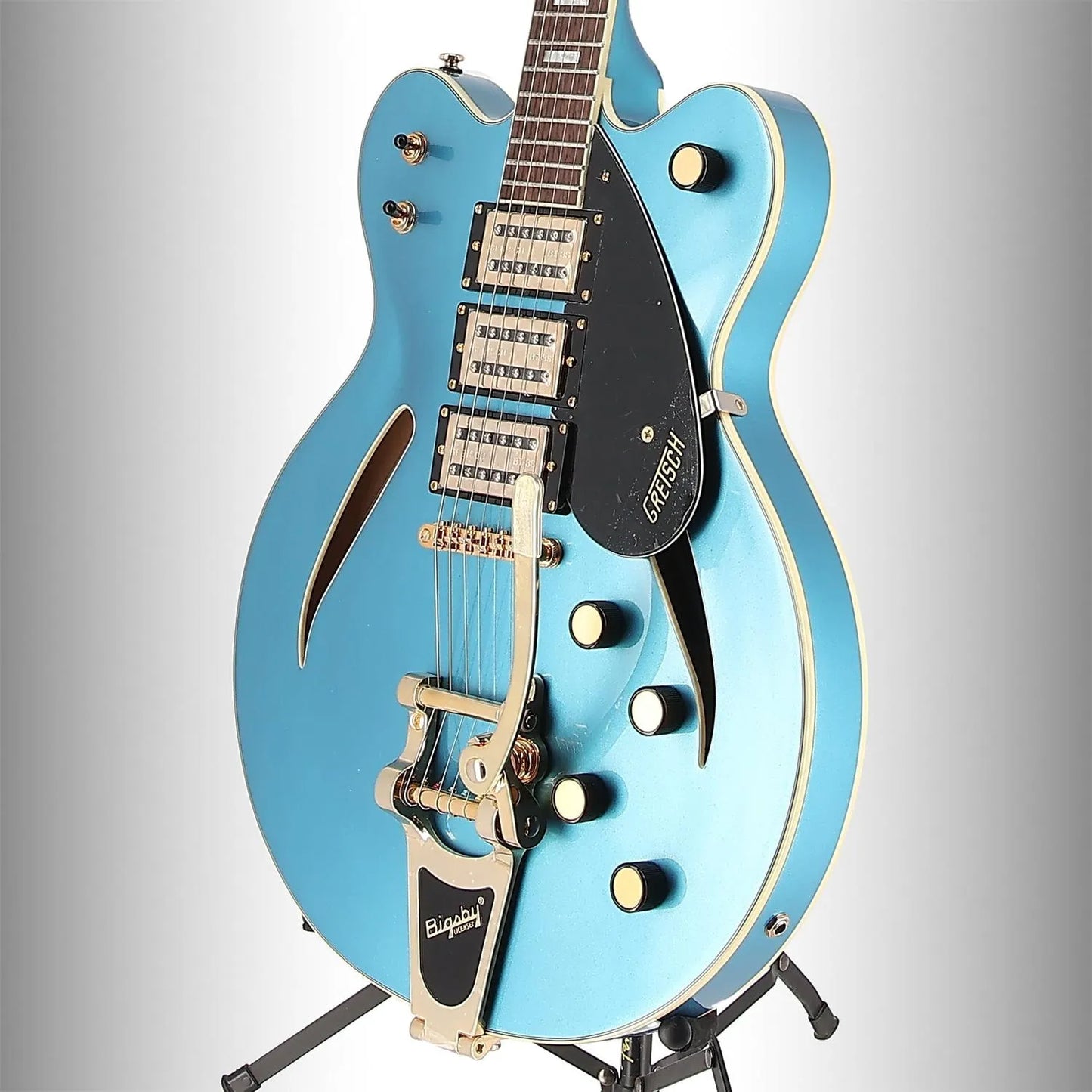 Streamliner Cat-Eye Limited-Edition Center Block Electric Guitar With Bigsby & Gold Hardware Riviera Blue (A8) (03757)