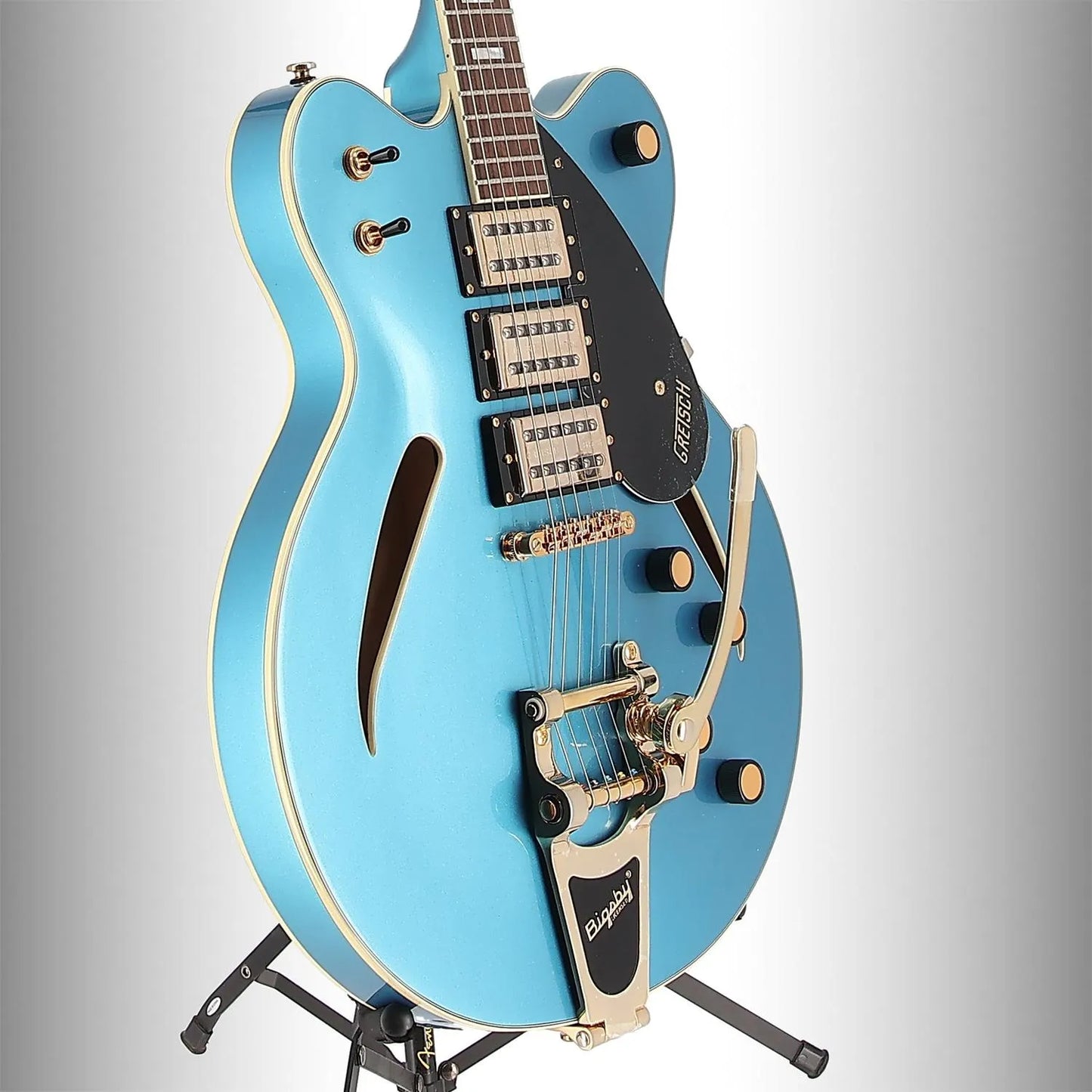 Streamliner Cat-Eye Limited-Edition Center Block Electric Guitar With Bigsby & Gold Hardware Riviera Blue (A8) (03757)