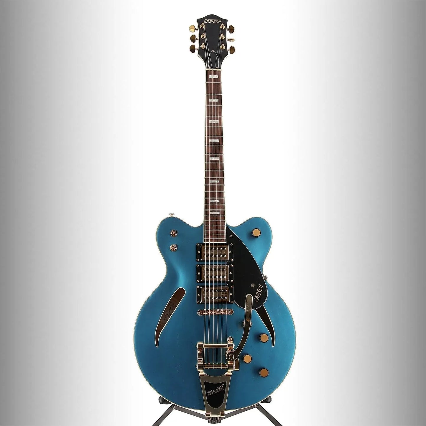 Streamliner Cat-Eye Limited-Edition Center Block Electric Guitar With Bigsby & Gold Hardware Riviera Blue (A8) (03757)