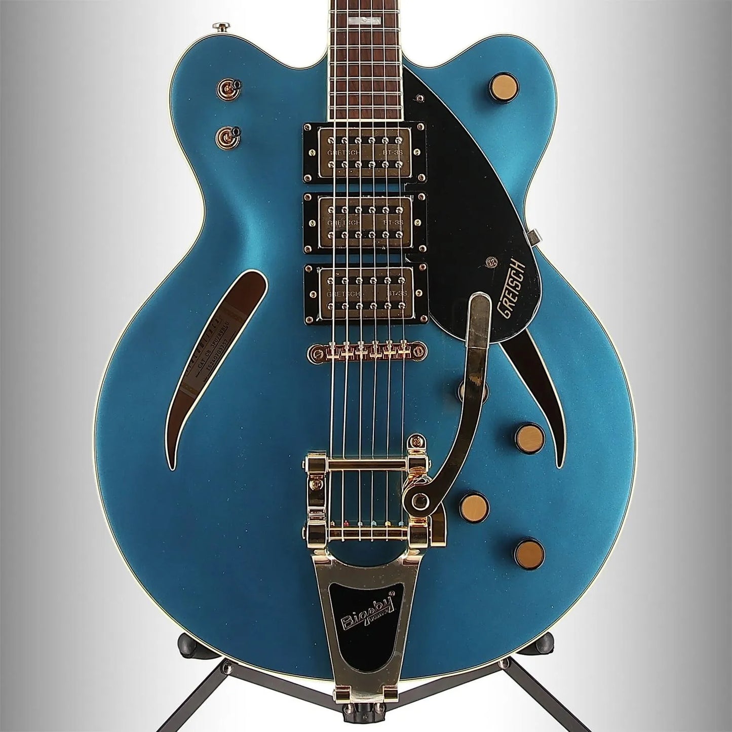 Streamliner Cat-Eye Limited-Edition Center Block Electric Guitar With Bigsby & Gold Hardware Riviera Blue (A8) (03757)