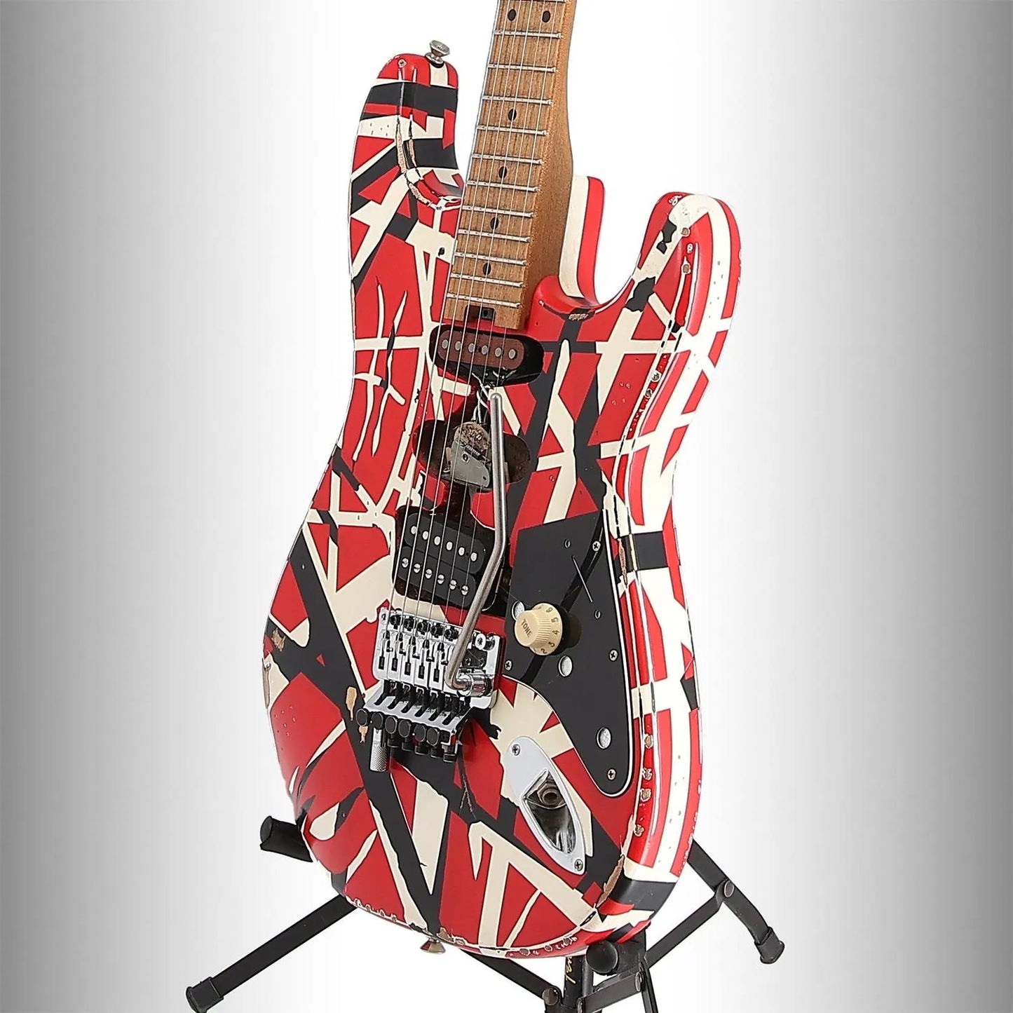 Striped Series Frankenstein Frankie, Maple Fingerboard, Red with Black Stripes Relic (SR) (00268)