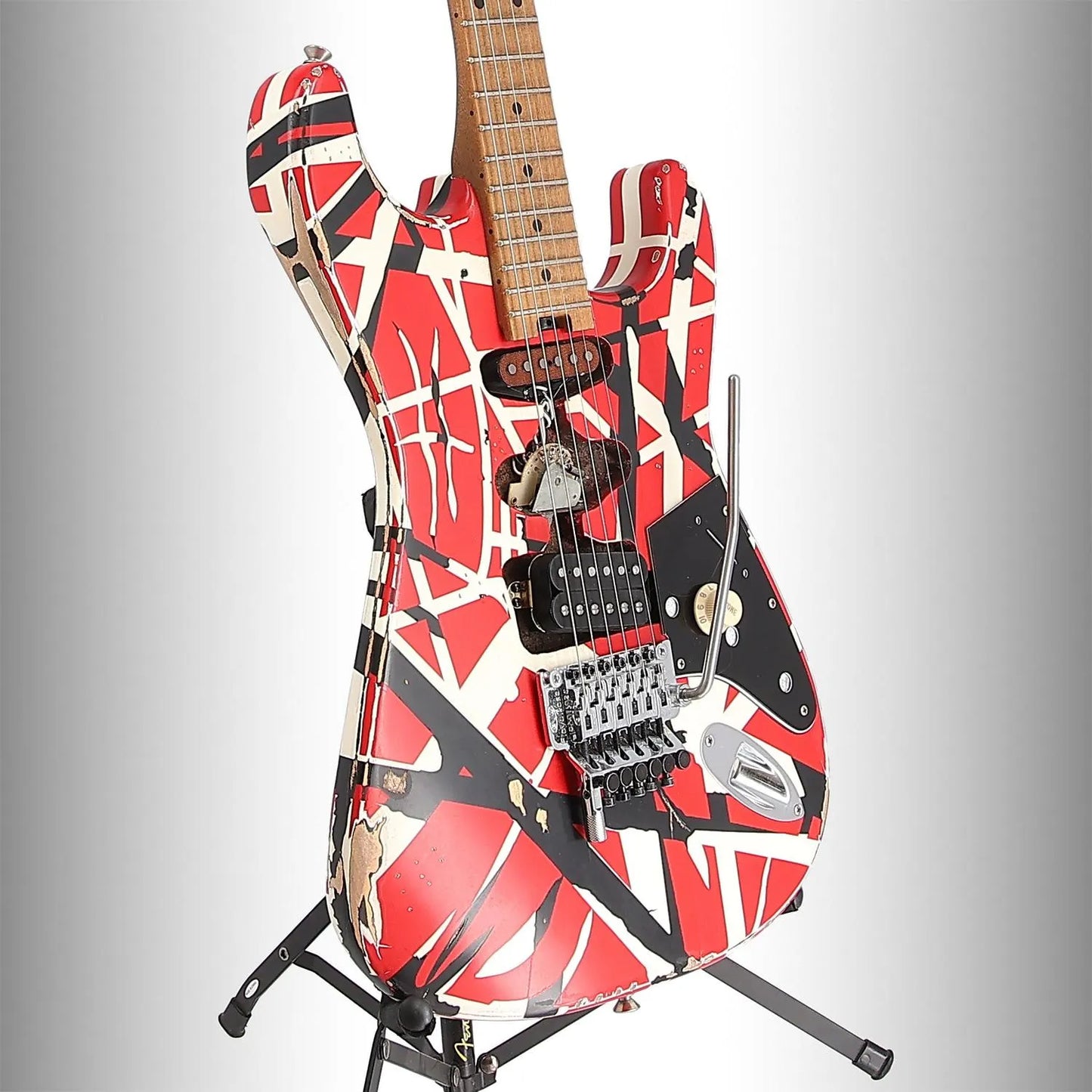 Striped Series Frankenstein Frankie, Maple Fingerboard, Red with Black Stripes Relic (SR) (00268)
