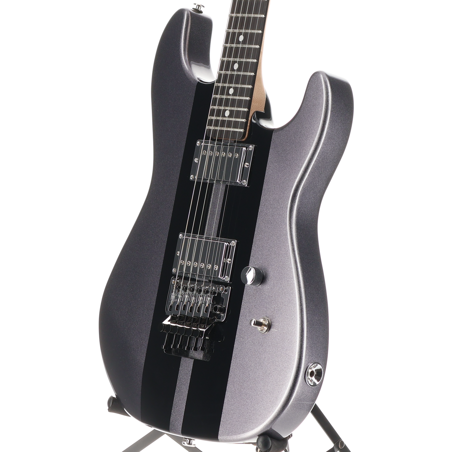 G&L G&L Custom Shop Legacy HH RMC Floyd Rose, Graphite Metallic w/ Black Racing Stripes (05015)