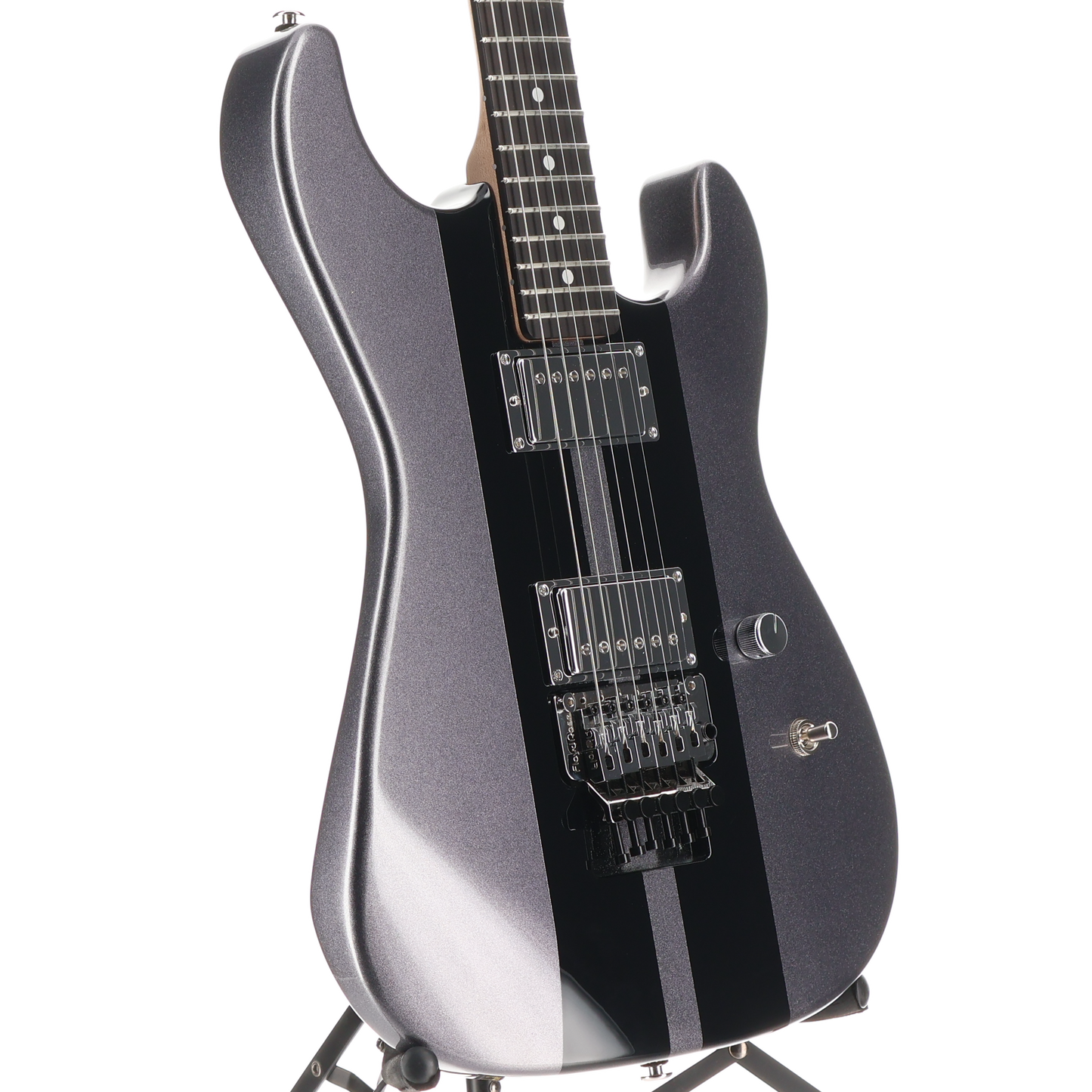 G&L G&L Custom Shop Legacy HH RMC Floyd Rose, Graphite Metallic w/ Black Racing Stripes (05015)