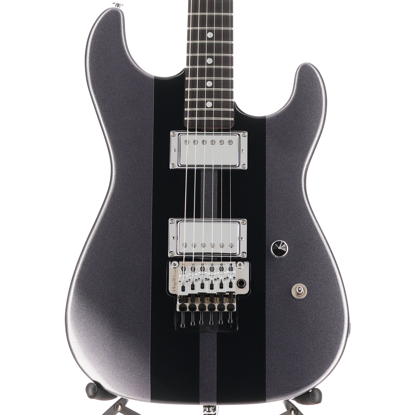 G&L G&L Custom Shop Legacy HH RMC Floyd Rose, Graphite Metallic w/ Black Racing Stripes (05015)
