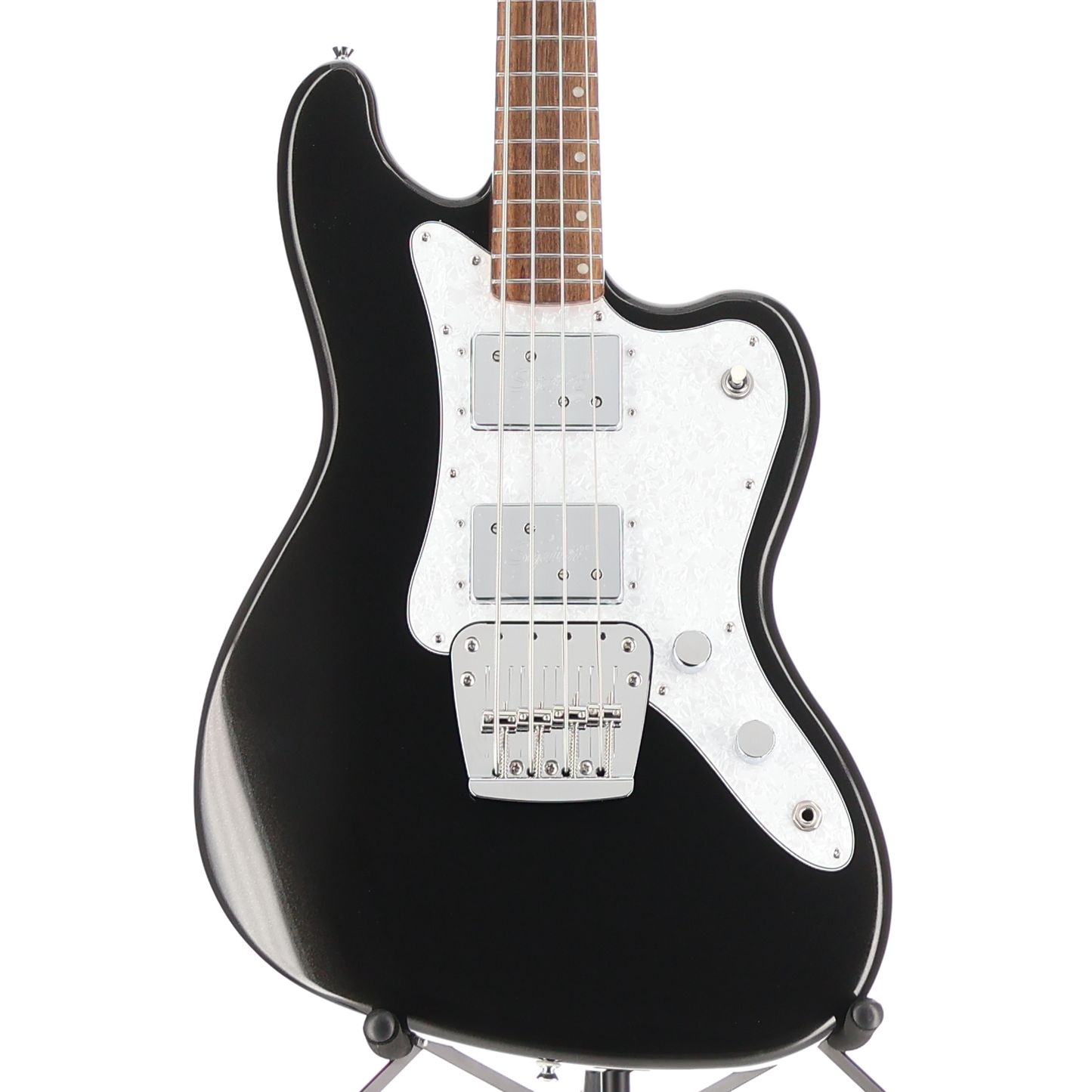 Squier Paranormal Rascal Bass HH Laurel Fingerboard White Pearloid Pickguard Metallic Black (L4) (07480)