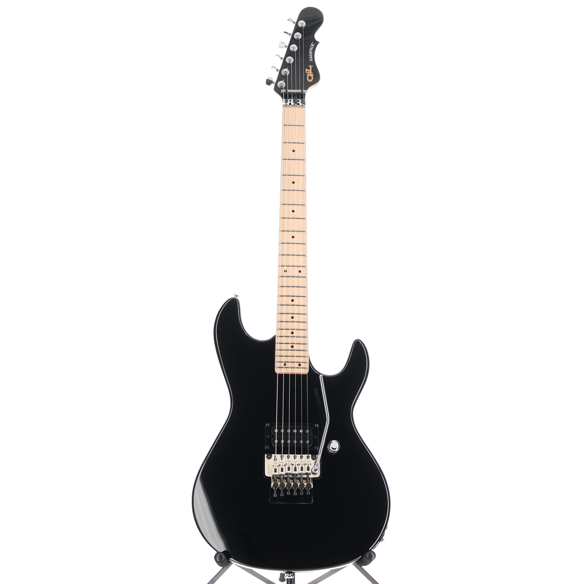 G&L Fullerton Deluxe Rampage 24 - Jet Black, Maple Fingerboard, Chrome Floyd Rose - Gloss Black (F3) (06173)