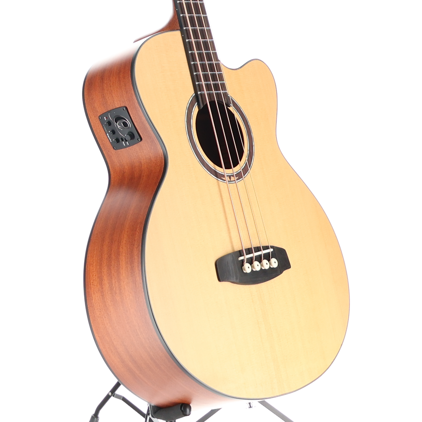 Ortega Deep Series Medium Scale Solid Top Acoustic-Electric Bass -Natural (A11) (92403)
