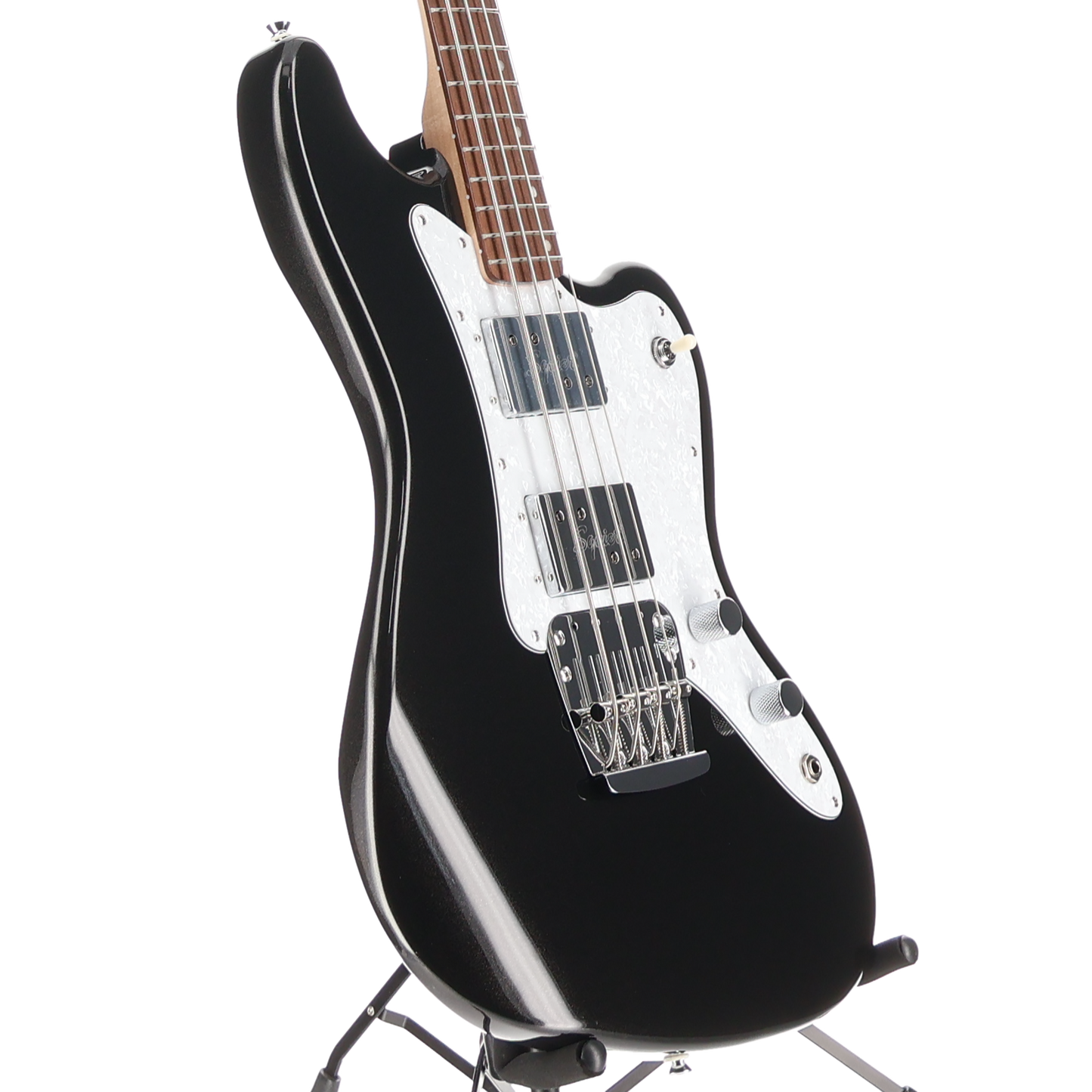 Squier Paranormal Rascal Bass HH, Laurel Fingerboard, White Pearloid Pickguard, Metallic Black (S11) (07466)