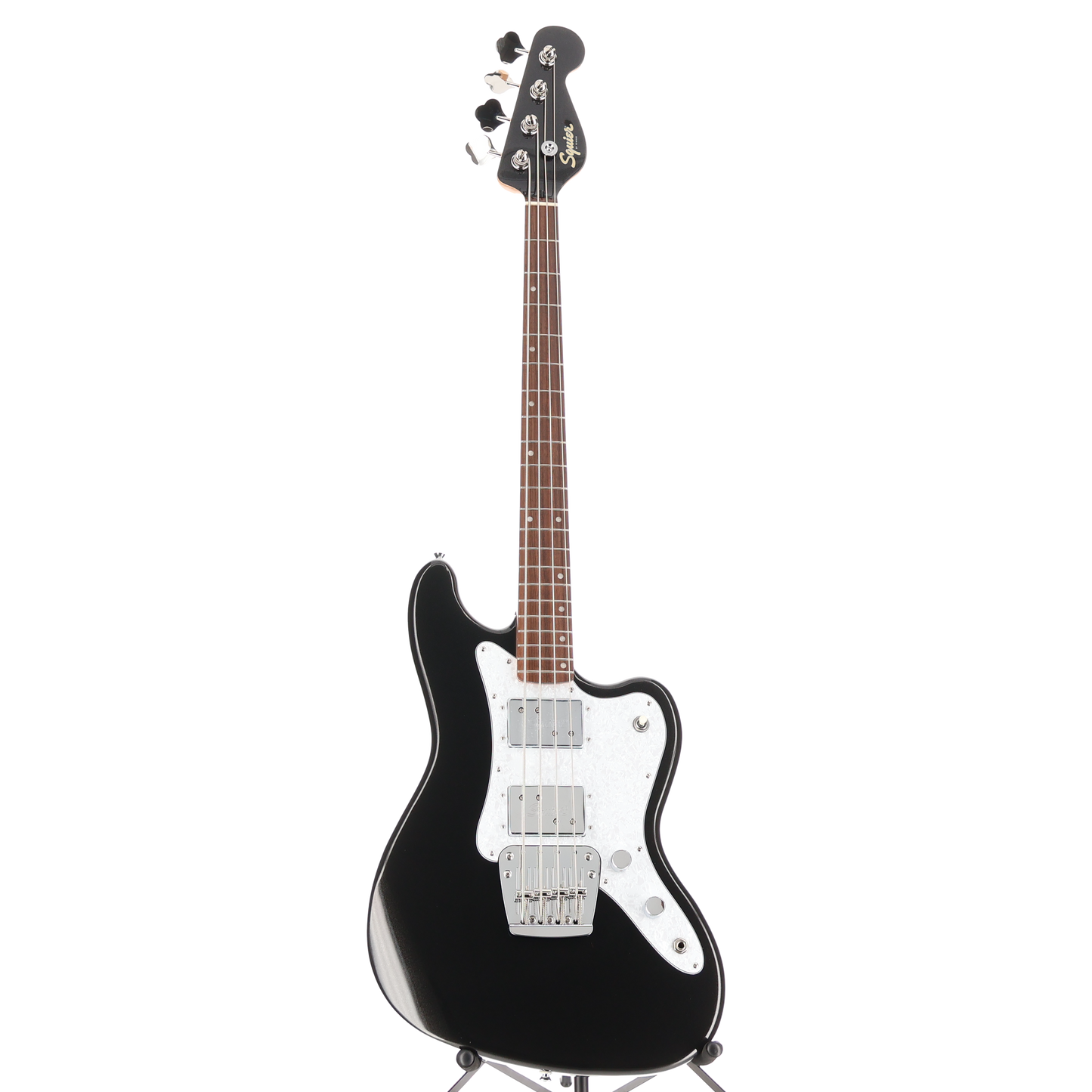 Squier Paranormal Rascal Bass HH, Laurel Fingerboard, White Pearloid Pickguard, Metallic Black (S11) (07466)
