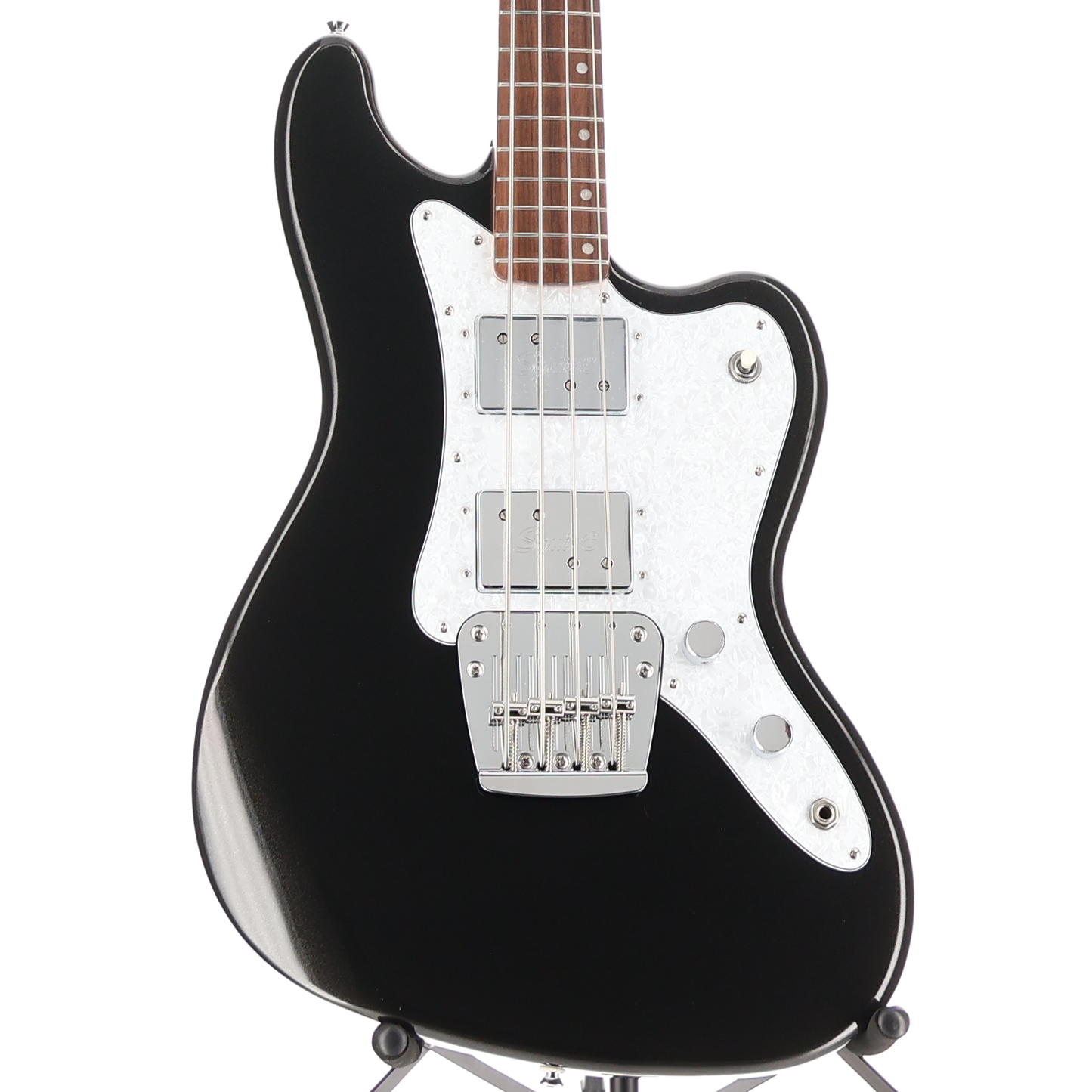 Squier Paranormal Rascal Bass HH, Laurel Fingerboard, White Pearloid Pickguard, Metallic Black (S11) (07466)