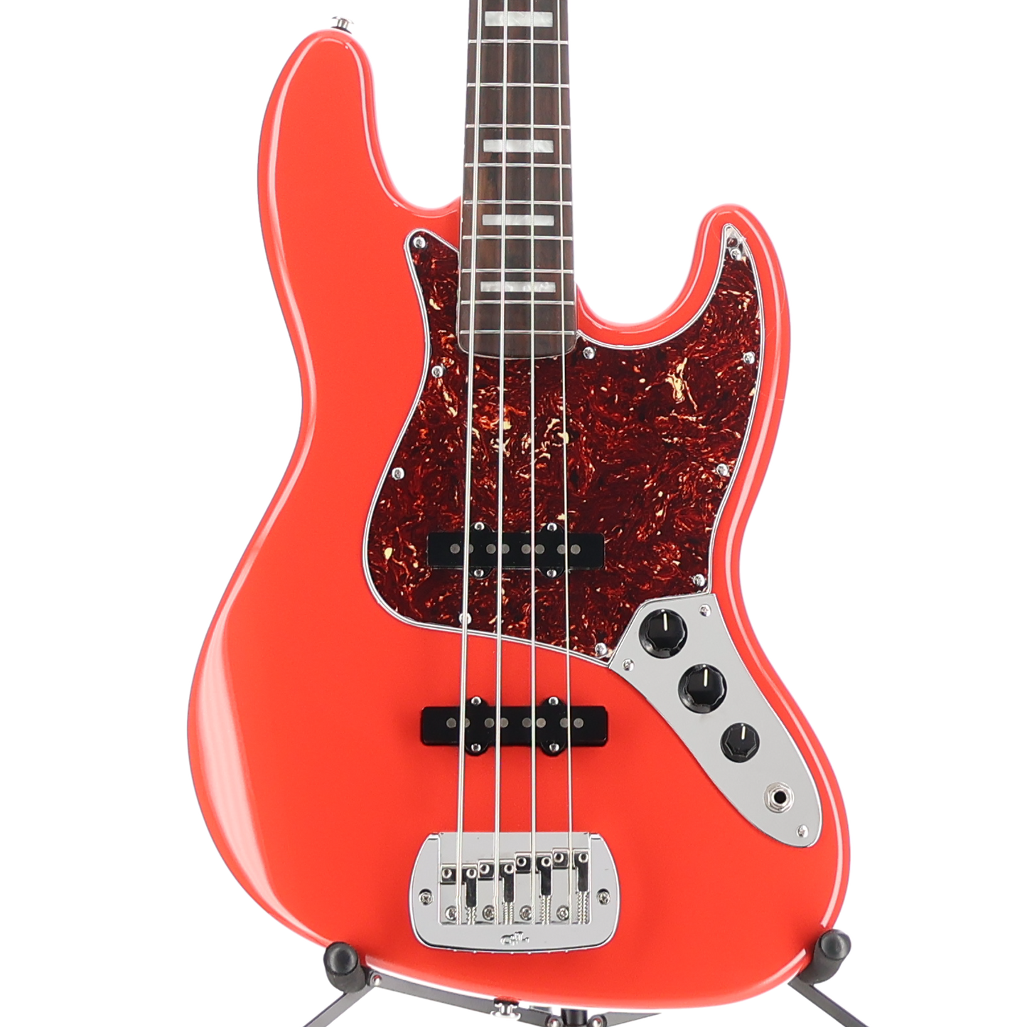 G&L Fullerton Deluxe JB 4 Electric Bass - Block Inlay - Fullerton Red (RC2) (04098)