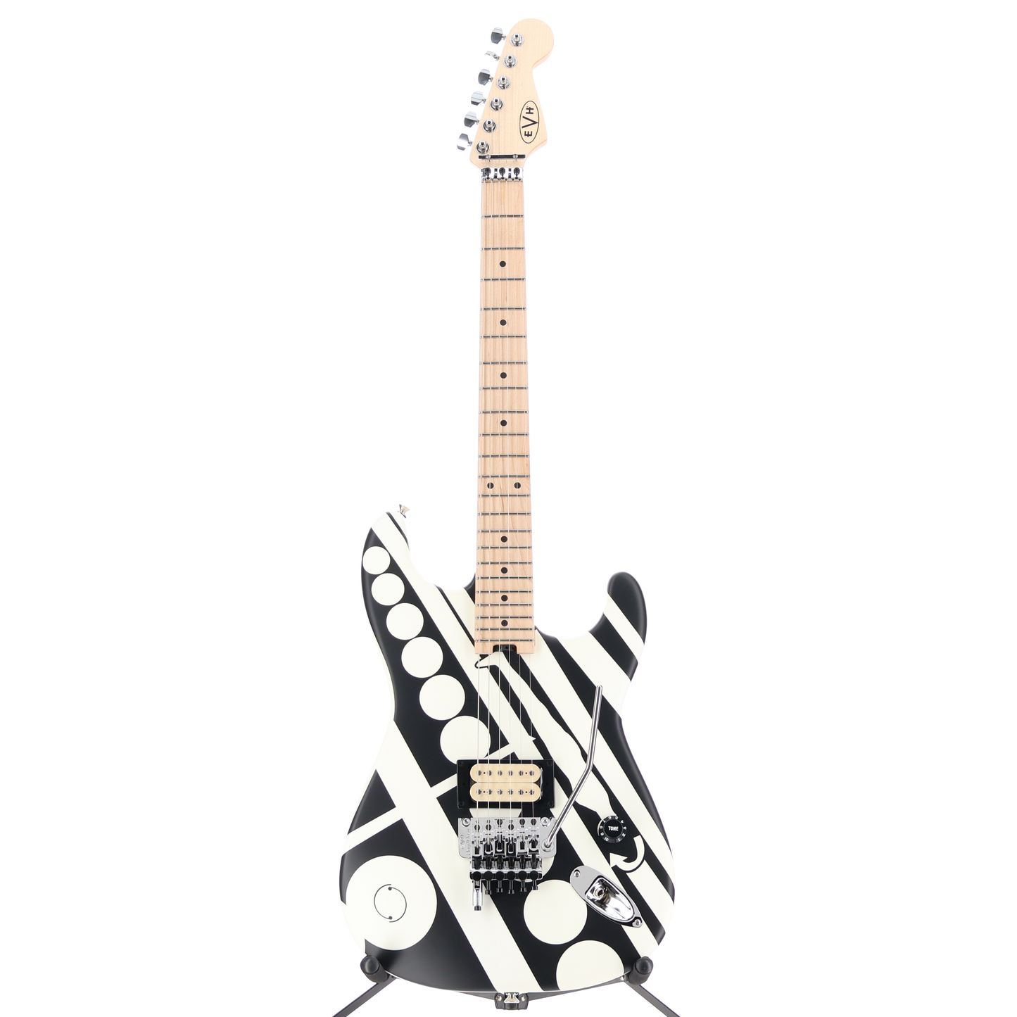 EVH Striped Series Circles, Maple Fingerboard, White and Black (V1) (14863)