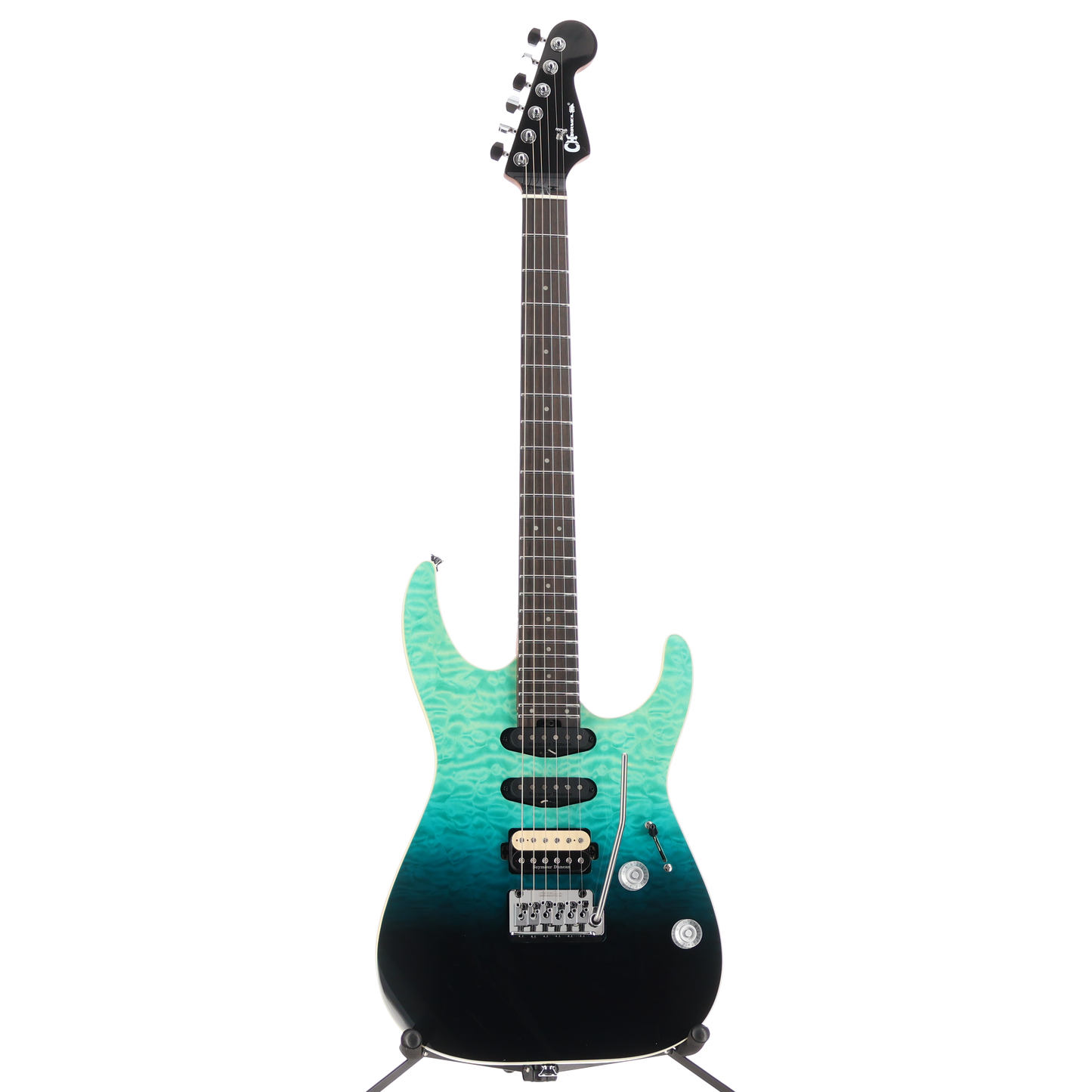 Charvel Pro-Mod Plus Dinky DK24 HSS 2PT EB QM, Ebony Fingerboard - Blue Curaçao (AA6) (01328)
