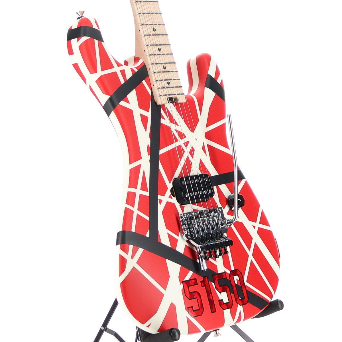 EVH EVH Striped Series 5150, Maple Fingerboard, Red with Black and White Stripes (U11) (0119) (00119)