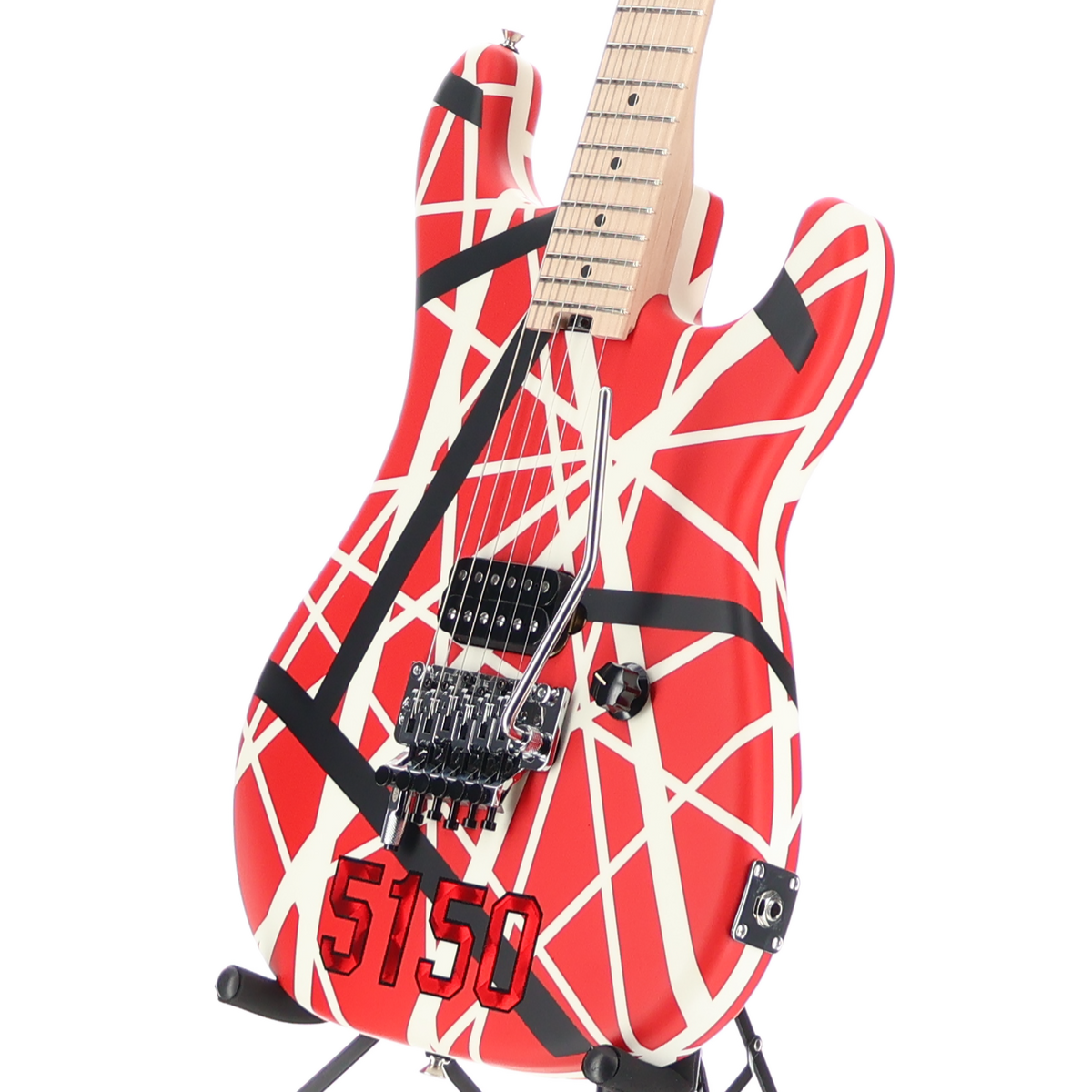 EVH EVH Striped Series 5150, Maple Fingerboard, Red with Black and White Stripes (U11) (0119) (00119)