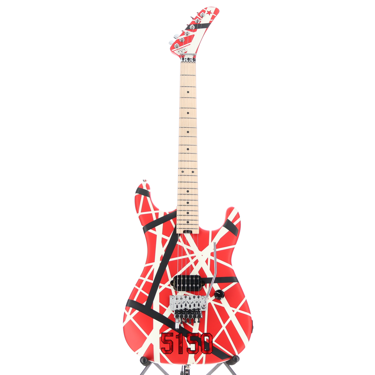 EVH EVH Striped Series 5150, Maple Fingerboard, Red with Black and White Stripes (U11) (0119) (00119)