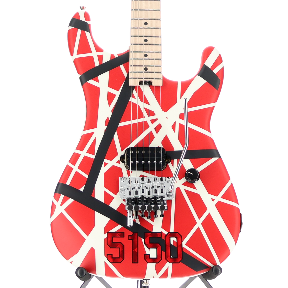 EVH EVH Striped Series 5150, Maple Fingerboard, Red with Black and White Stripes (U11) (0119) (00119)