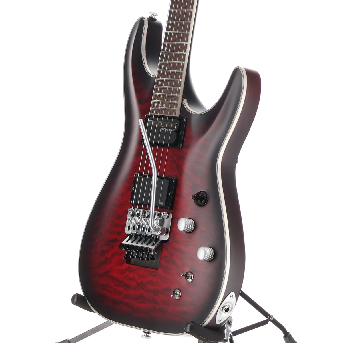 Schecter C-1 Platinum Floyd Rose Sustainer Satin Crimson Red Burst (Q8) (79037)