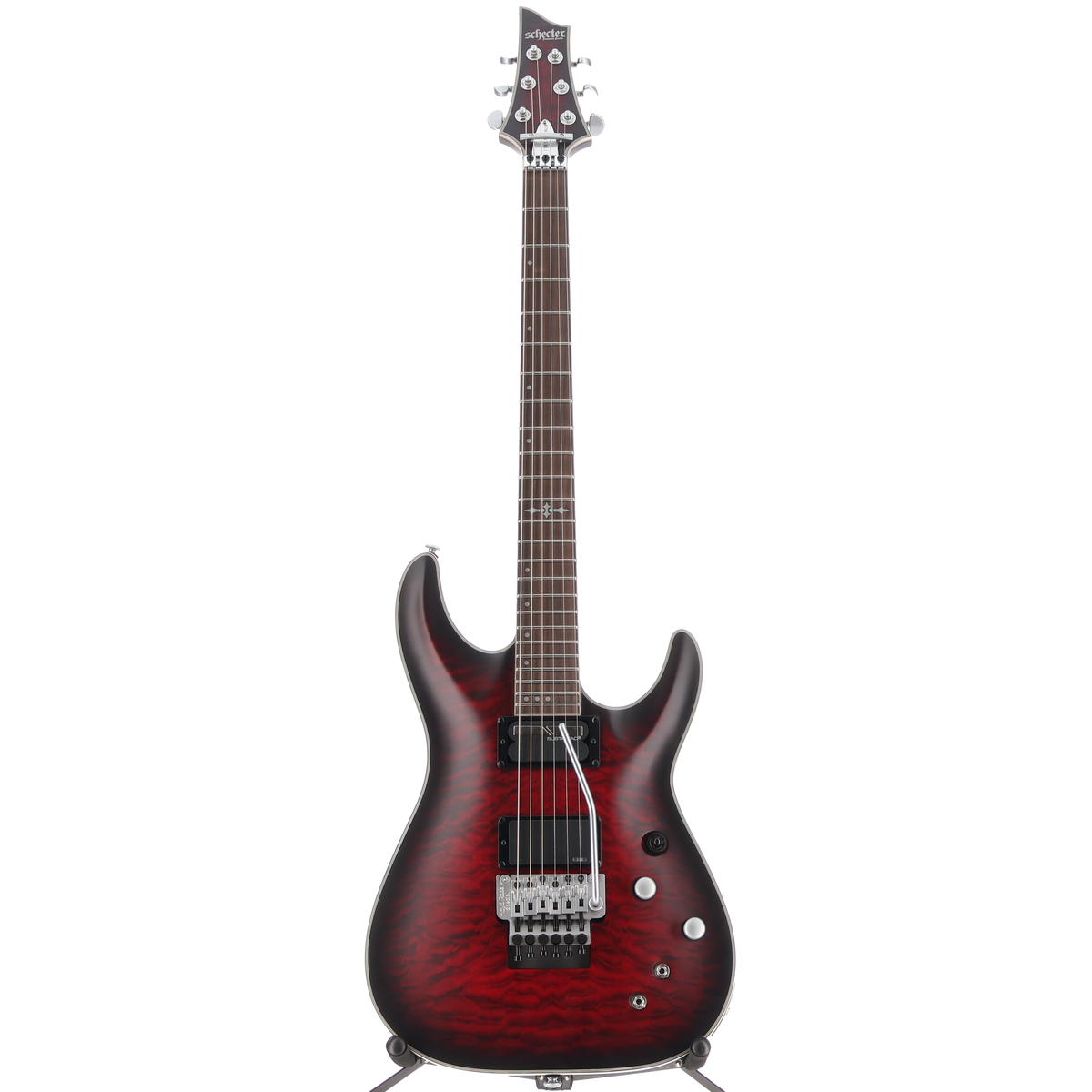 Schecter C-1 Platinum Floyd Rose Sustainer Satin Crimson Red Burst (Q8) (79037)
