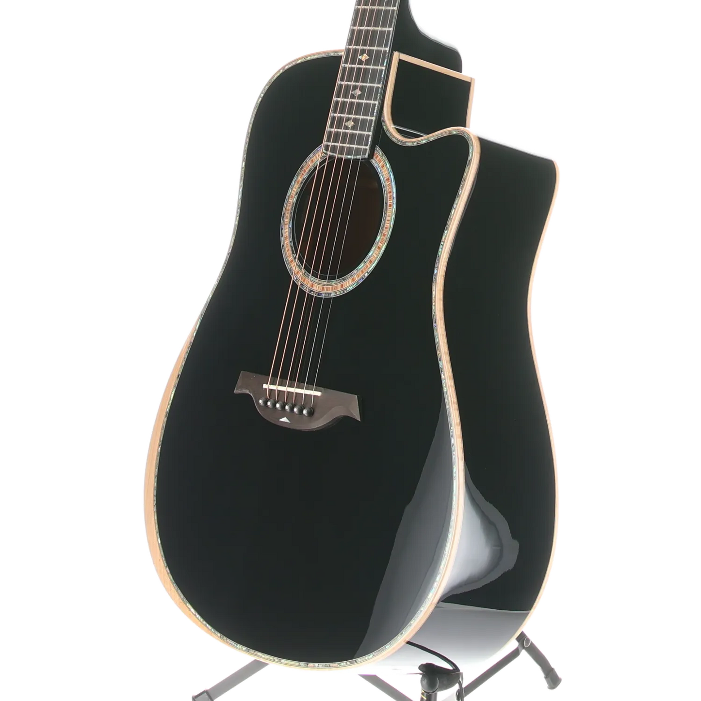 6-string Acoustic-electric with Maple Top, Maple Back and Sides, Mahogany Neck, and Ebony Fingerboard - Black (W3) (00130)