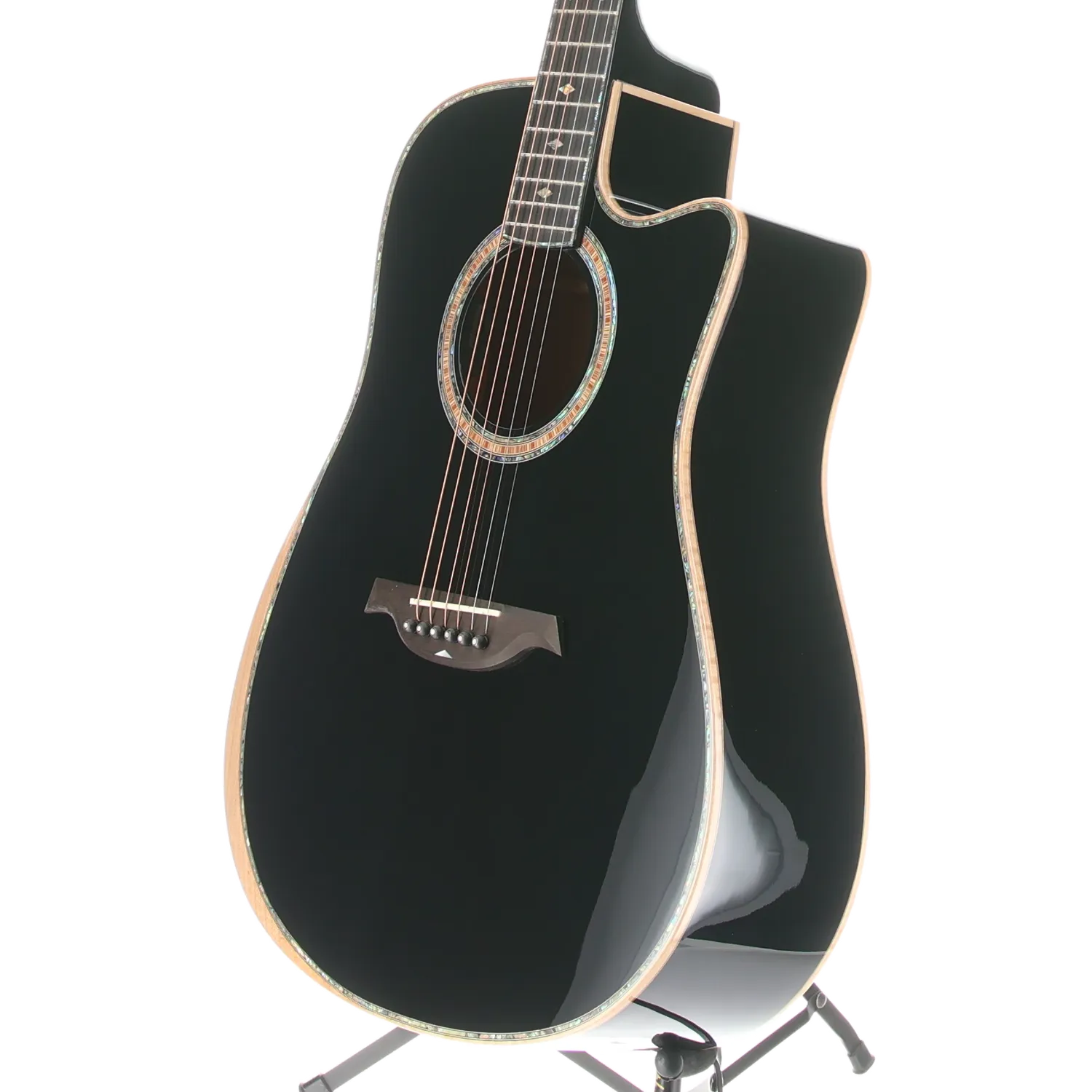 6-string Acoustic-electric with Maple Top, Maple Back and Sides, Mahogany Neck, and Ebony Fingerboard - Black (W3) (00130)
