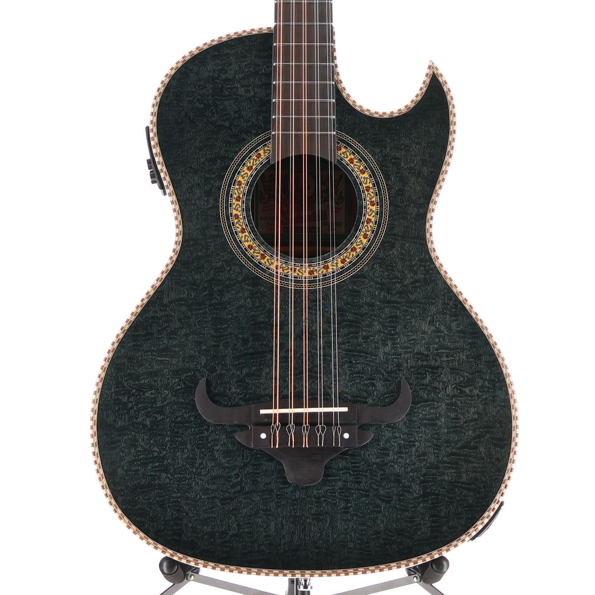 Oscar Schmidt Bajo Quinto A/E Quilt Sapele - Transparent Black (F9) (49083)