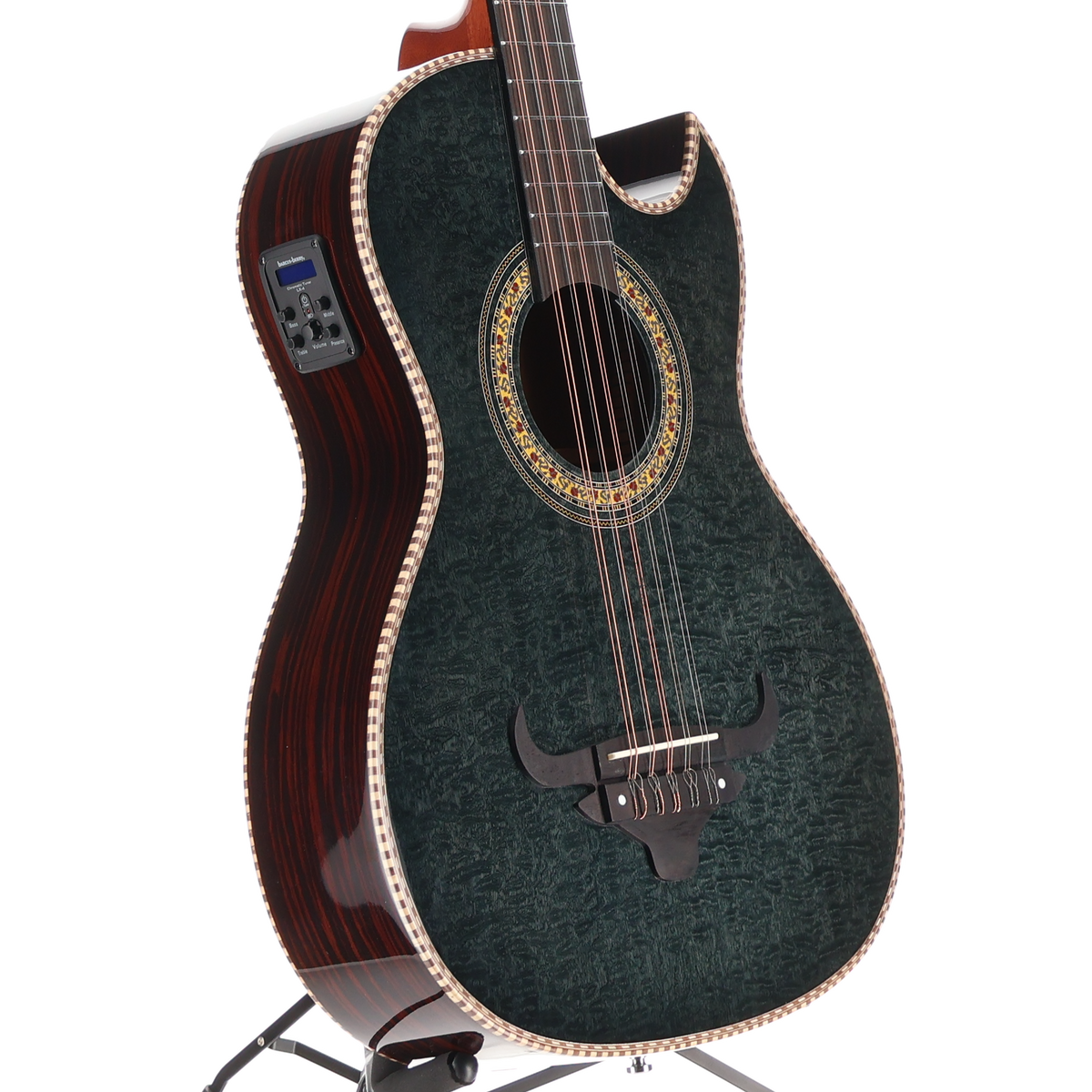 Oscar Schmidt Bajo Quinto A/E Quilt Sapele - Transparent Black (F9) (49083)