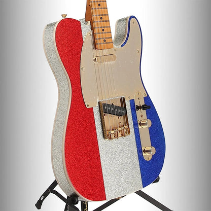 Buck Owens Telecaster, Maple Fingerboard, Red, Silver and Blue Sparkle (L8) (70098)
