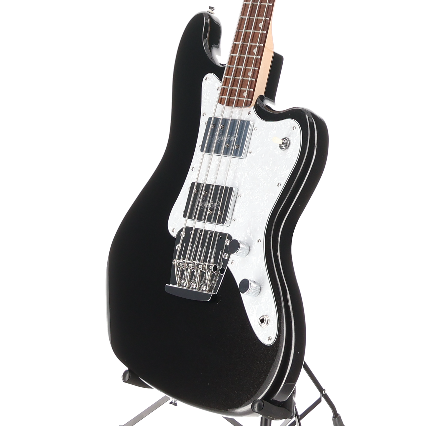 Squier Paranormal Rascal Bass HH, Laurel Fingerboard, White Pearloid Pickguard, Metallic Black (S11) (07466)