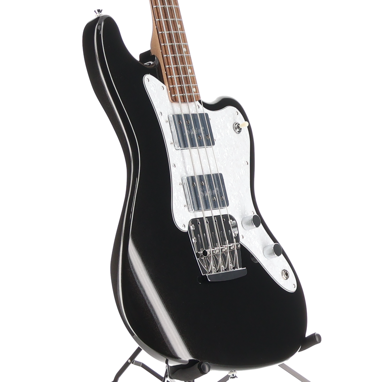 Squier Paranormal Rascal Bass HH Laurel Fingerboard White Pearloid Pickguard Metallic Black (L4) (07480)
