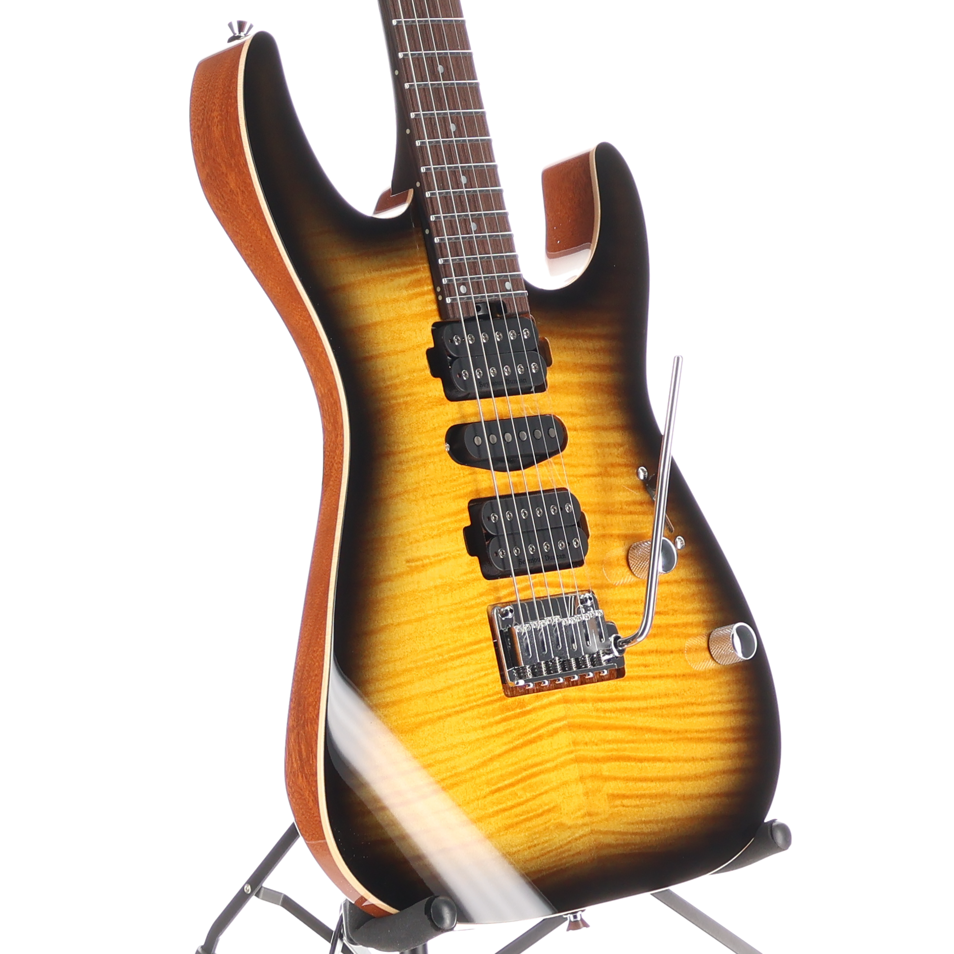Charvel MJ DK24 HSH 2PT W Mahogany with Flame Maple, Antique Burst, Plays Great (H8) (00210) (00210)