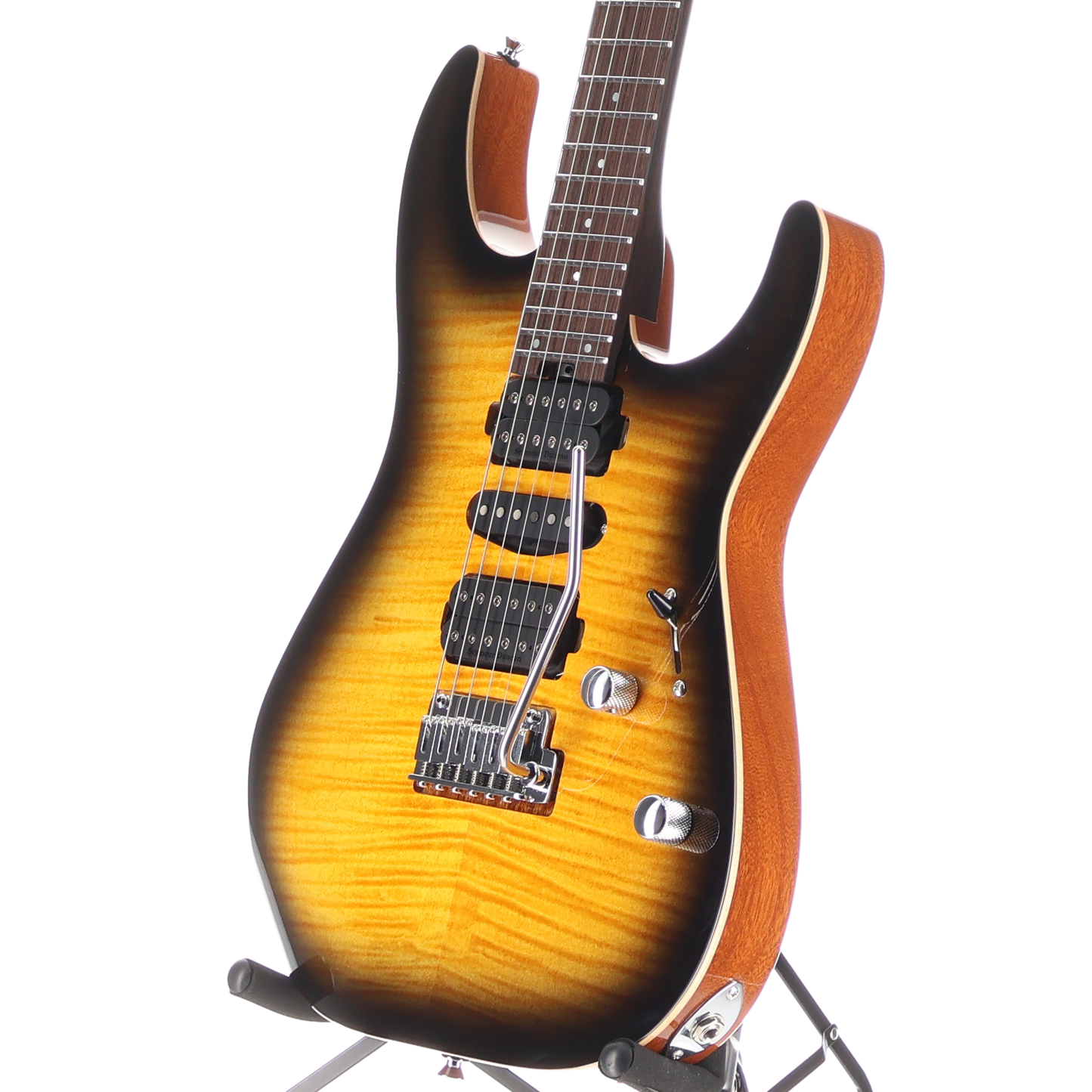 Charvel MJ DK24 HSH 2PT W Mahogany with Flame Maple, Antique Burst, Plays Great (H8) (00210) (00210)
