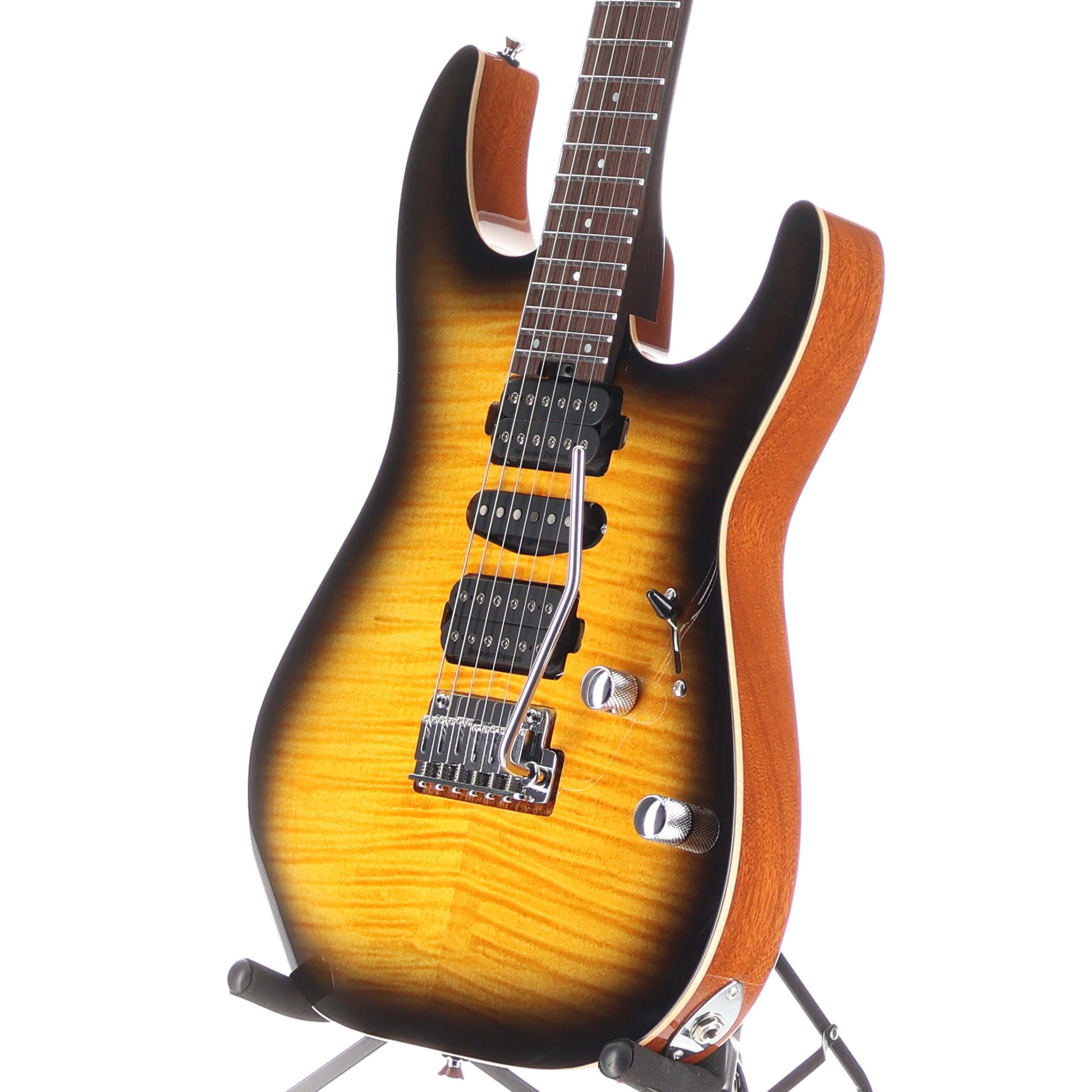 Charvel MJ DK24 HSH 2PT W Mahogany with Flame Maple, Antique Burst, Plays Great (H8) (00210) (00210)