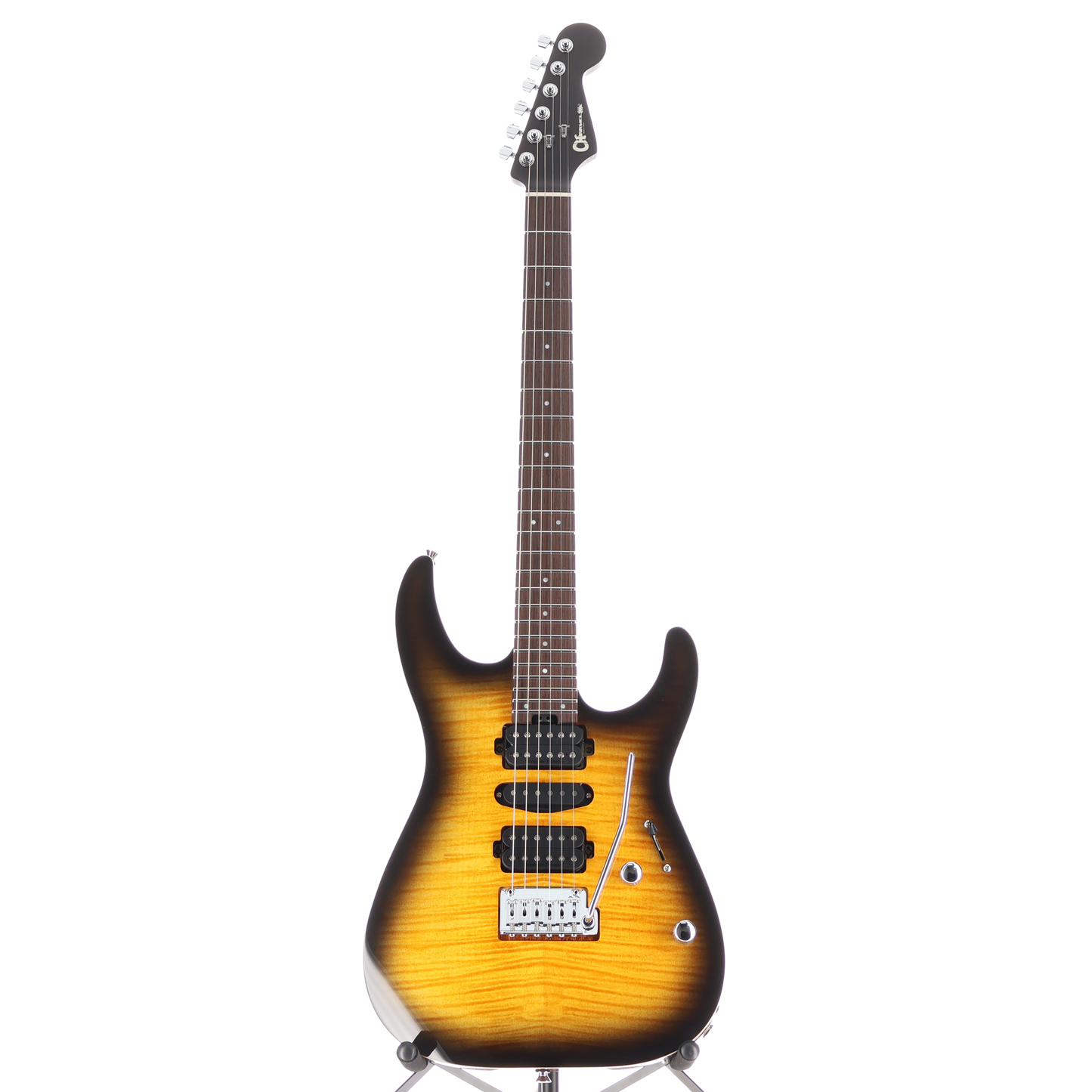 Charvel MJ DK24 HSH 2PT W Mahogany with Flame Maple, Antique Burst, Plays Great (H8) (00210) (00210)