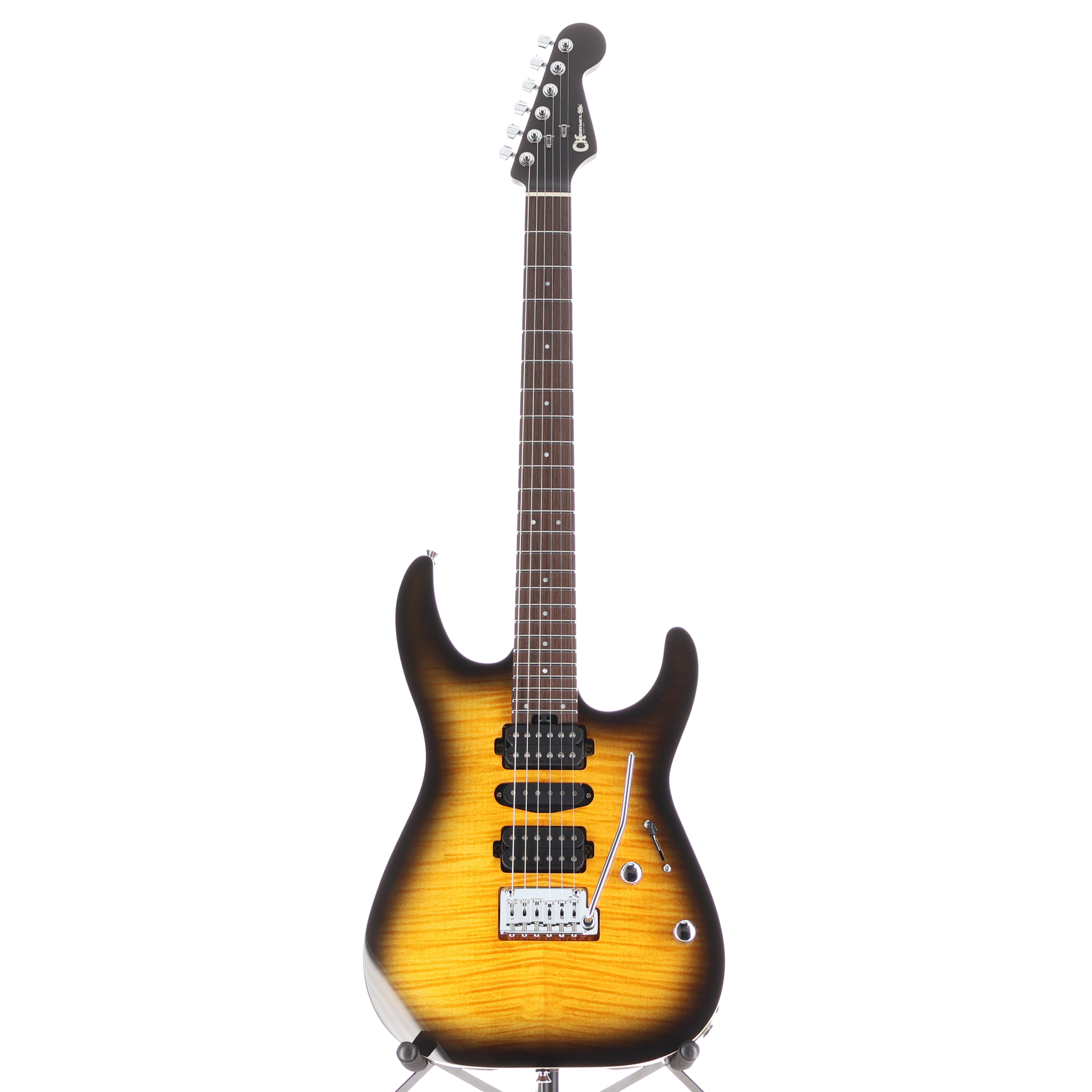 Charvel MJ DK24 HSH 2PT W Mahogany with Flame Maple, Antique Burst, Plays Great (H8) (00210) (00210)