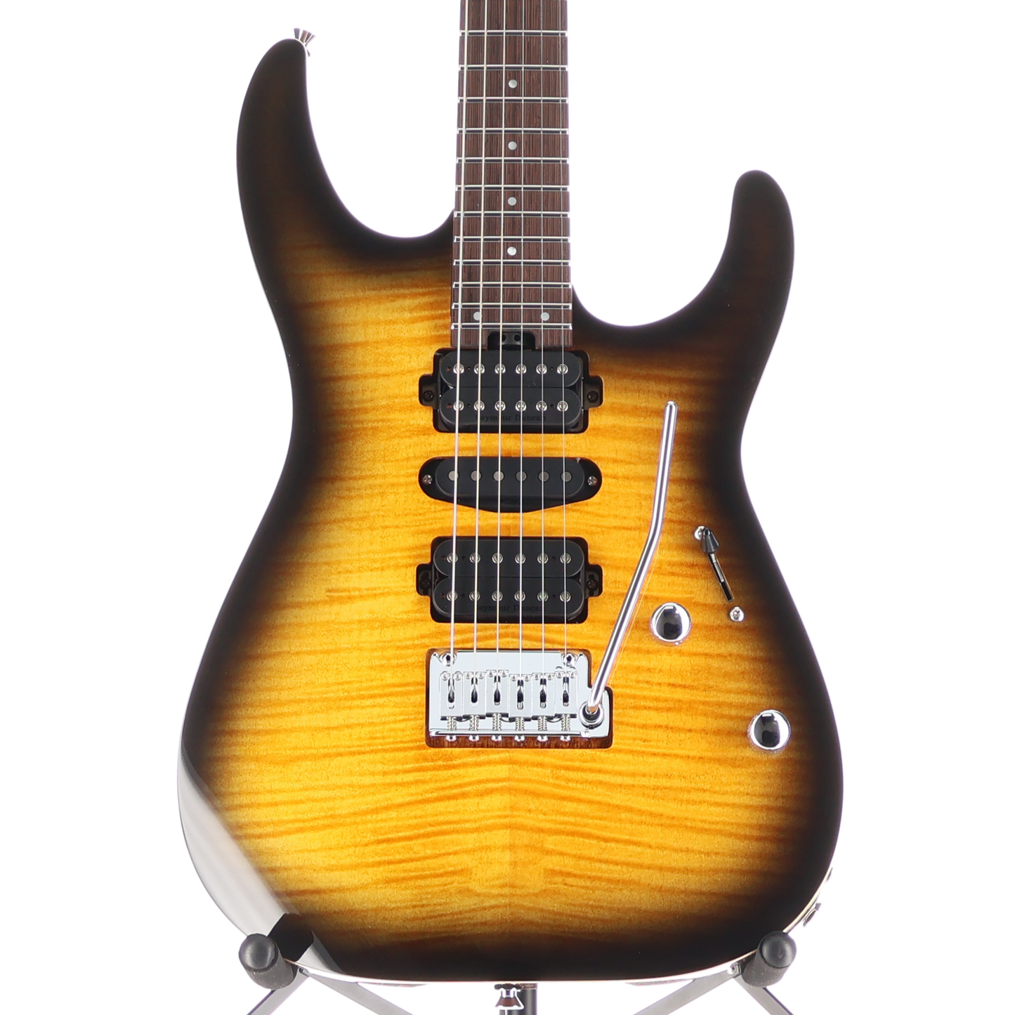 Charvel MJ DK24 HSH 2PT W Mahogany with Flame Maple, Antique Burst, Plays Great (H8) (00210) (00210)