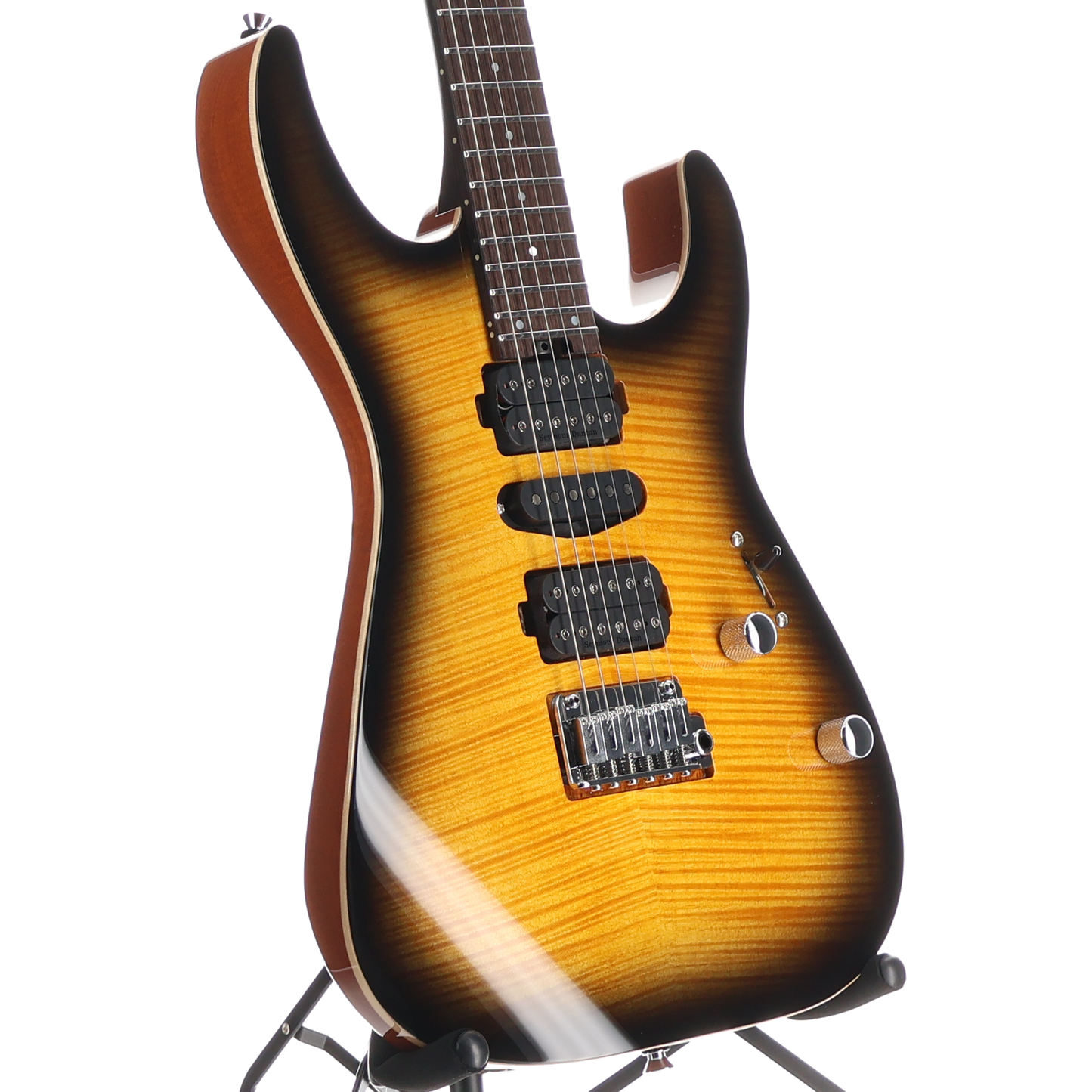 Charvel MJ DK24 HSH 2PT W Mahogany with Flame Maple, Wenge Fingerboard, Antique Burst (RP) (14887)