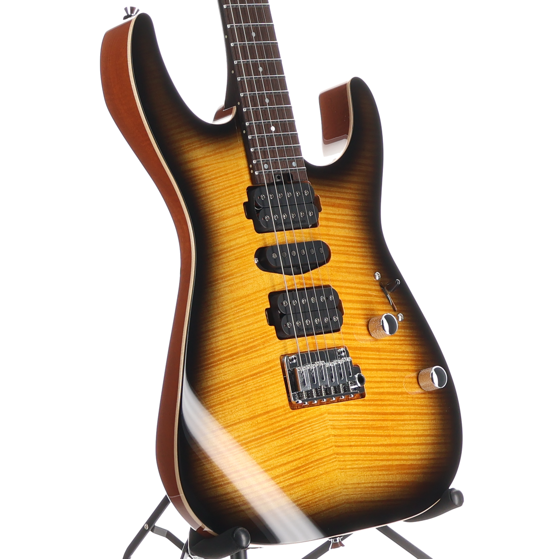 Charvel MJ DK24 HSH 2PT W Mahogany with Flame Maple, Wenge Fingerboard, Antique Burst (RP) (14887)