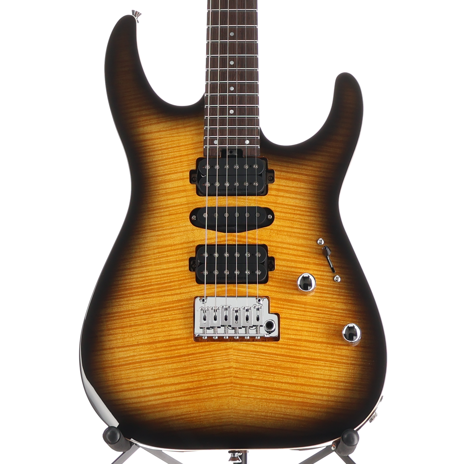 Charvel MJ DK24 HSH 2PT W Mahogany with Flame Maple, Wenge Fingerboard, Antique Burst (RP) (14887)