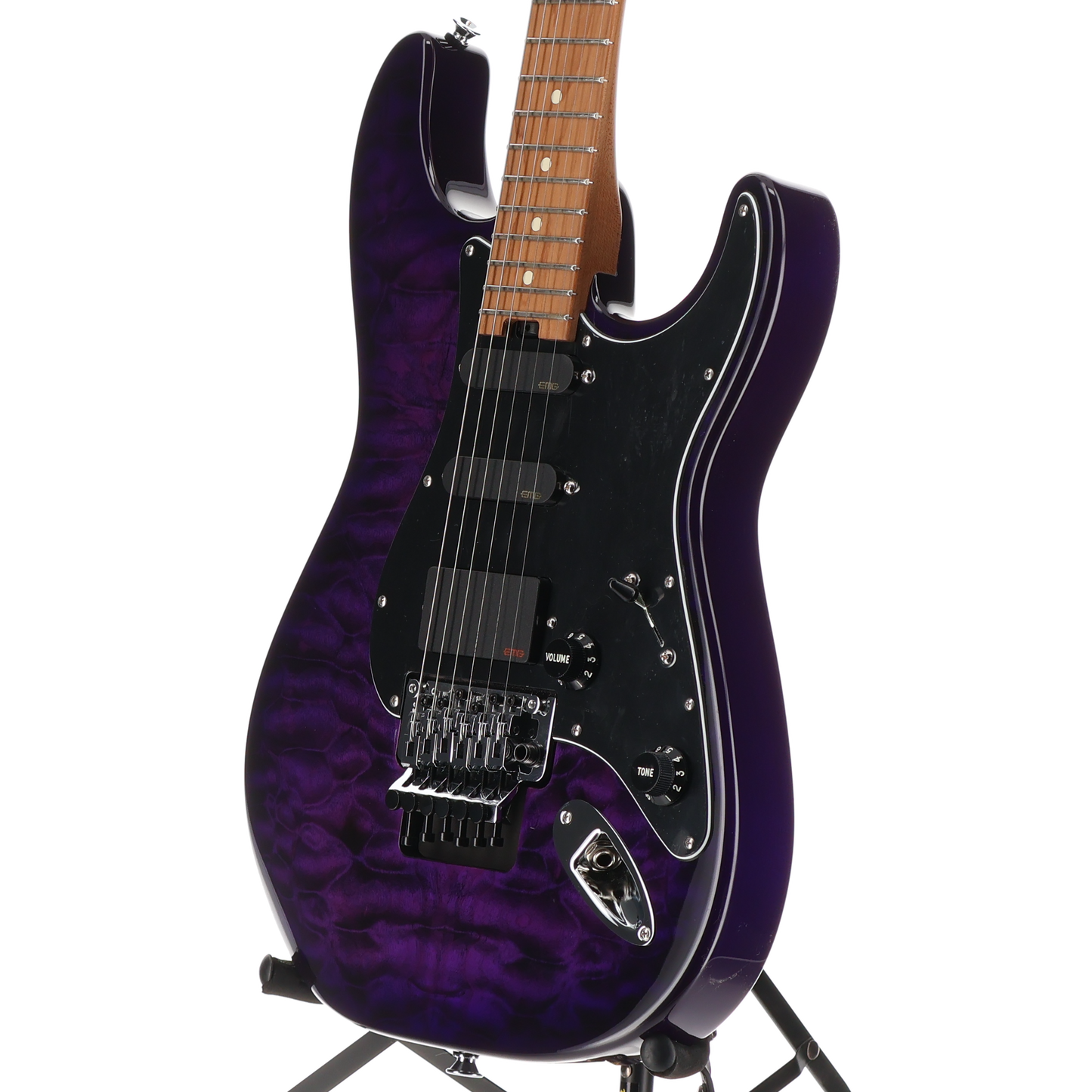 Charvel Marco Sfogli Signature Pro-Mod So-Cal Style 1 HSS FR CM QM, Caramelized Maple Fingerboard, Transparent Purple Burst (SR) (01898)