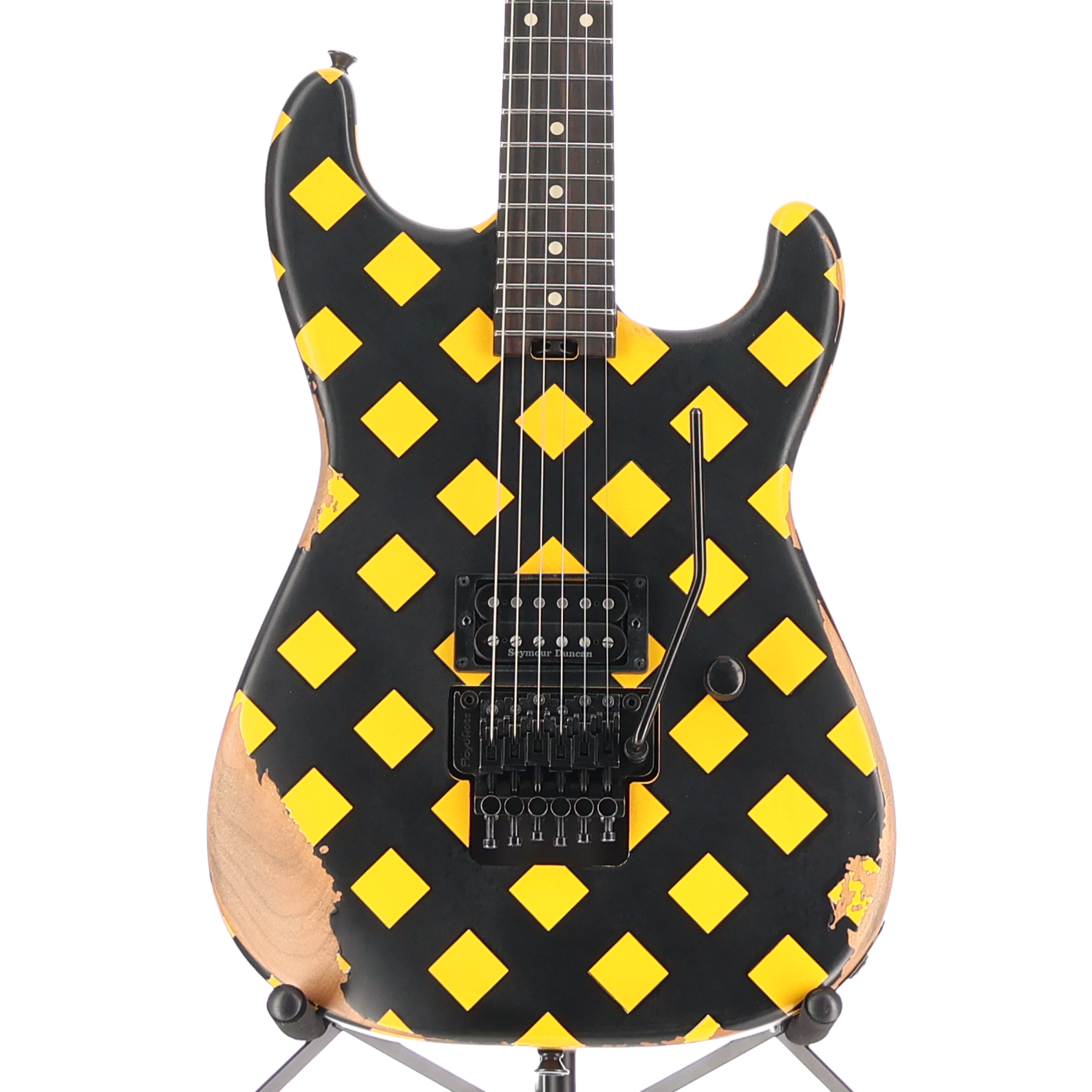 Charvel Super-Stock SD1 H FR EB Electric Guitar Diamond Life Yellow and Black (C4) (52590)
