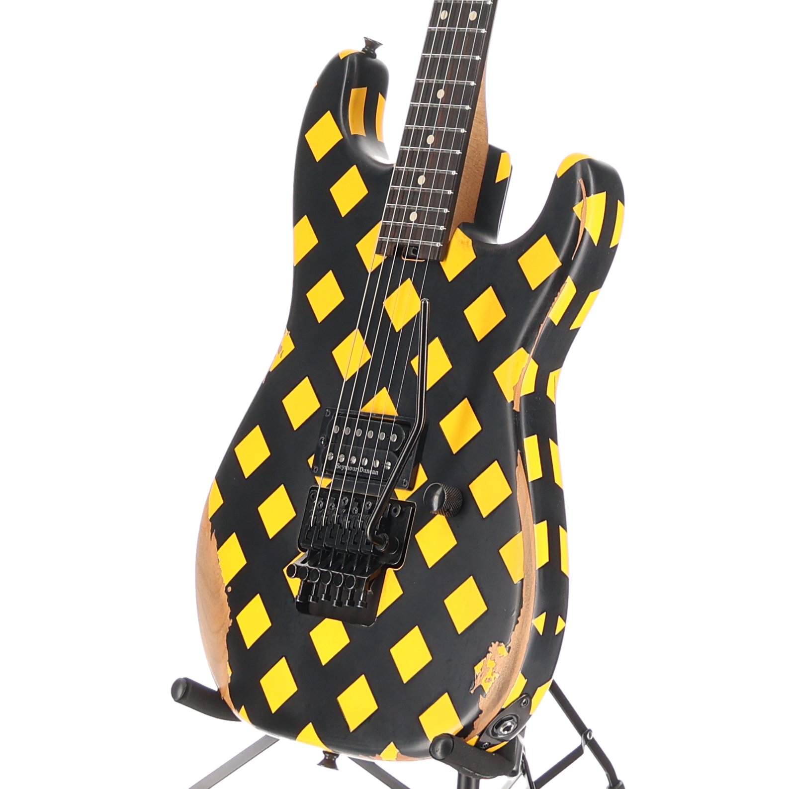 Charvel Super-Stock SD1 H FR EB Electric Guitar Diamond Life Yellow and Black (C4) (52590)