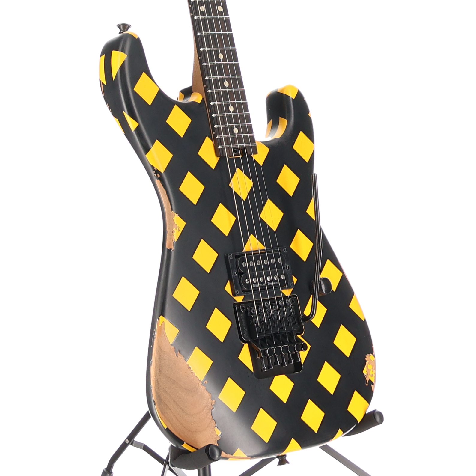 Charvel Super-Stock SD1 H FR EB Electric Guitar Diamond Life Yellow and Black (C4) (52590)